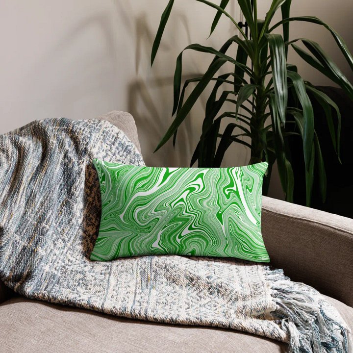 Premium Pillow Case - Green and White Liquid Swirls product image (2)