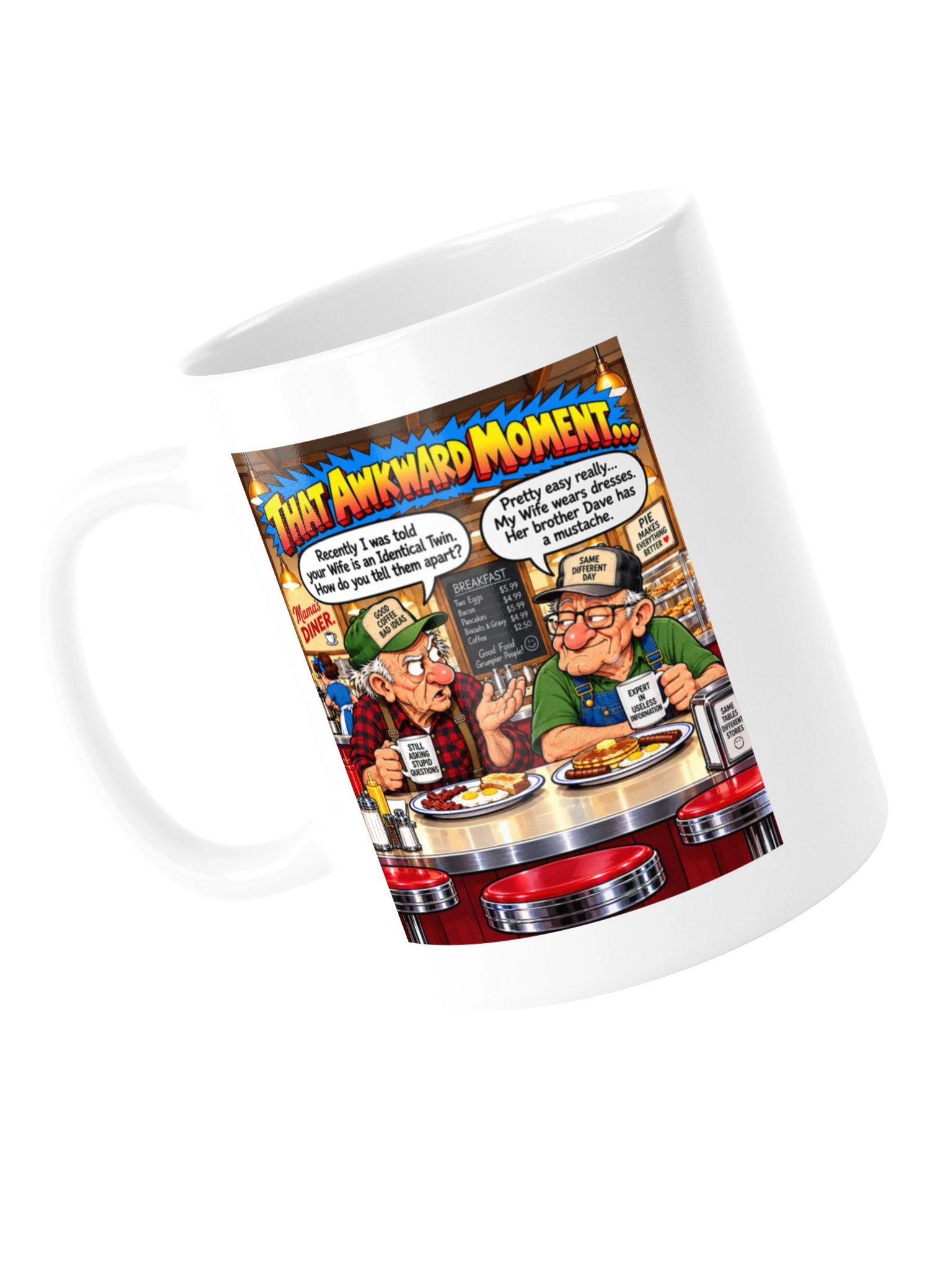 1 Earth Prints Two Old Men at the Diner White Glossy Mug product image (5)