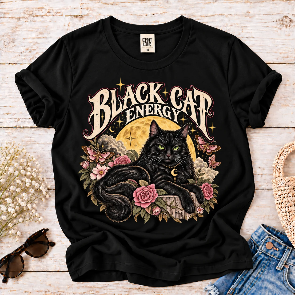 Comfort Colors Black Cat Energy T-Shirt product image (1)