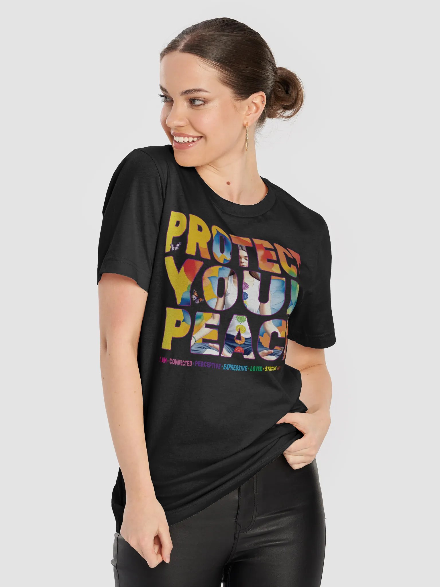 Protect Your Peace 7 Chakra Meditation Yoga Pose Spirituality T-Shirt product image (3)