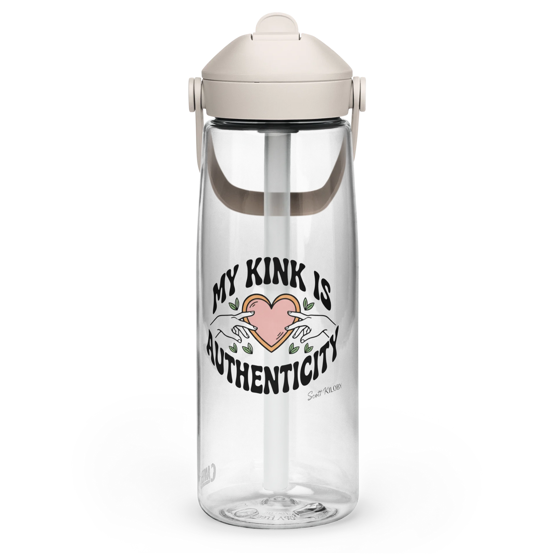“My Kink Is Authenticity” Clear Flip Straw Water Bottle product image (3)