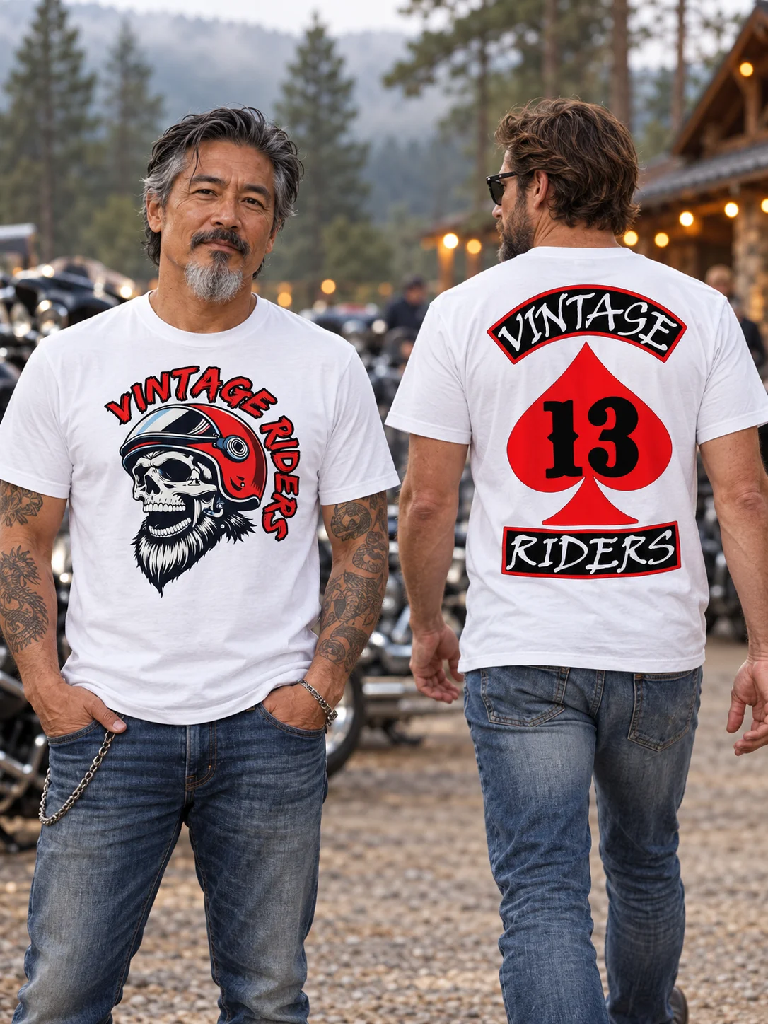 Bearded Skull + Vintage Riders 13 — Gildan Unisex Softstyle Tee product image (1)