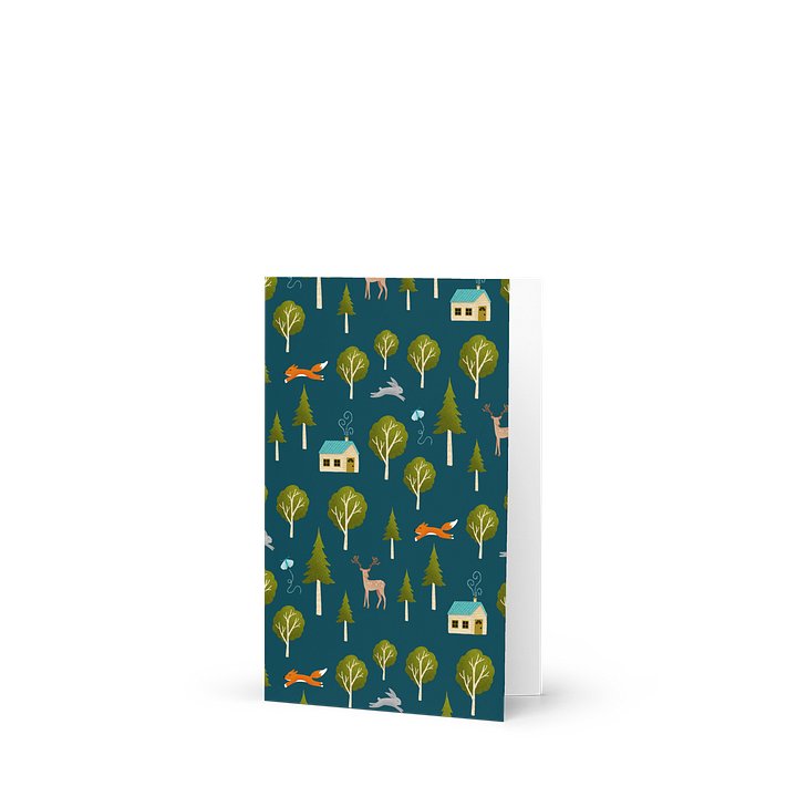 Cozy Cabin and Forest Animals Greeting Card product image (1)