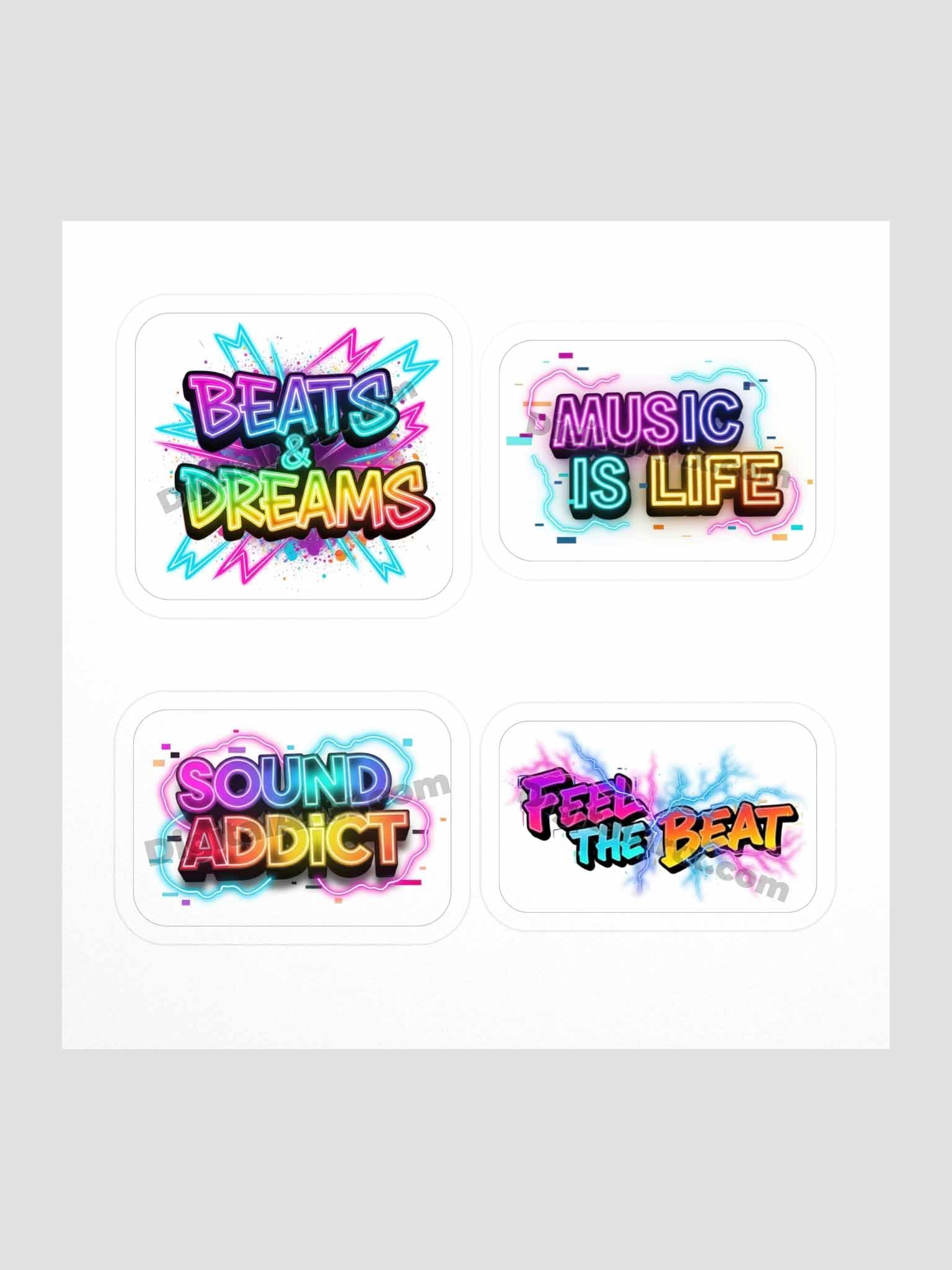 Neon Music Vibes Kiss Cut Stickers Set product image (1)