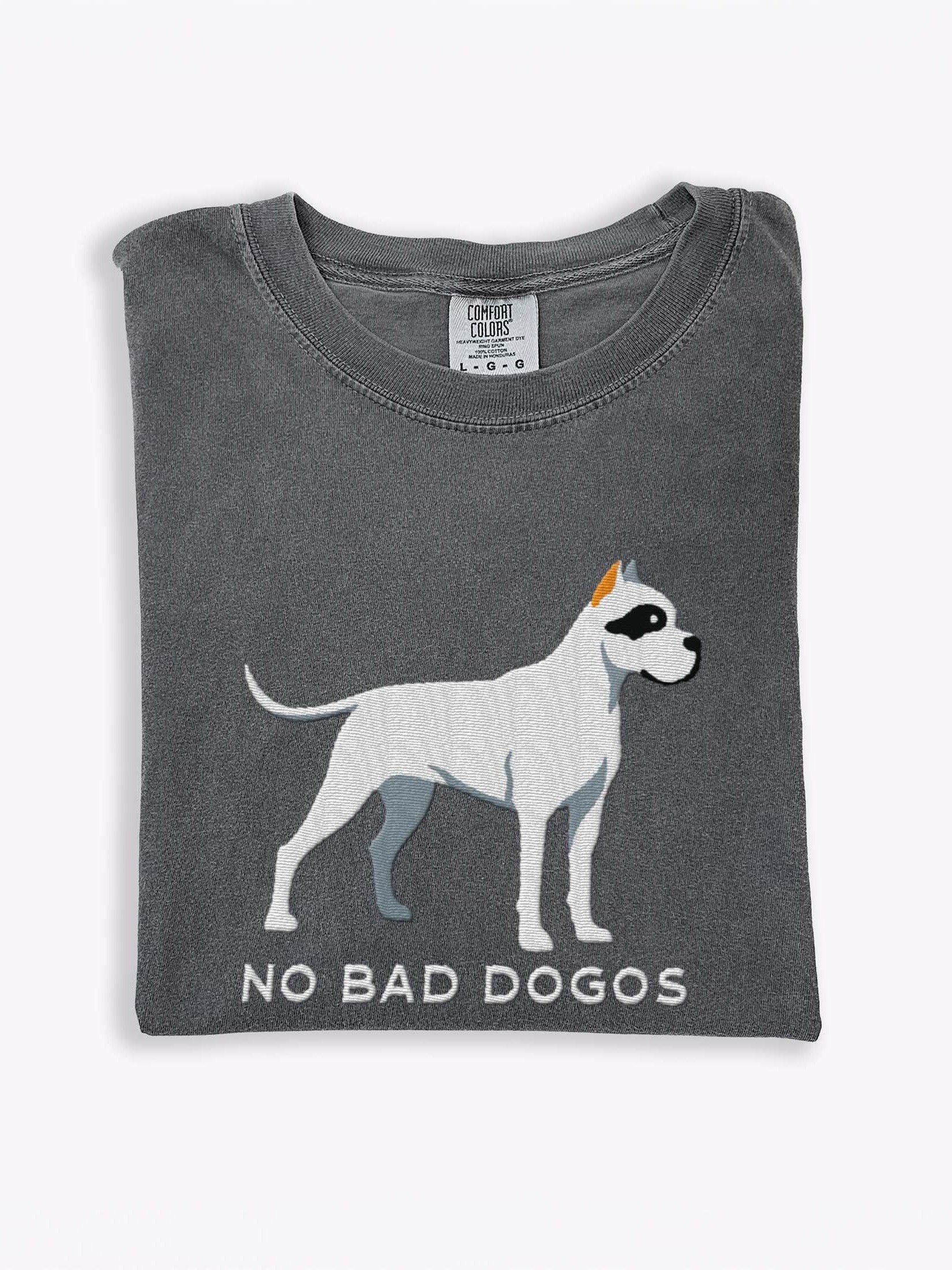 No Bad Dogos T-Shirt(Embroidered) of a Dogo Argentino(Black & White, Cropped Ears) product image (1)