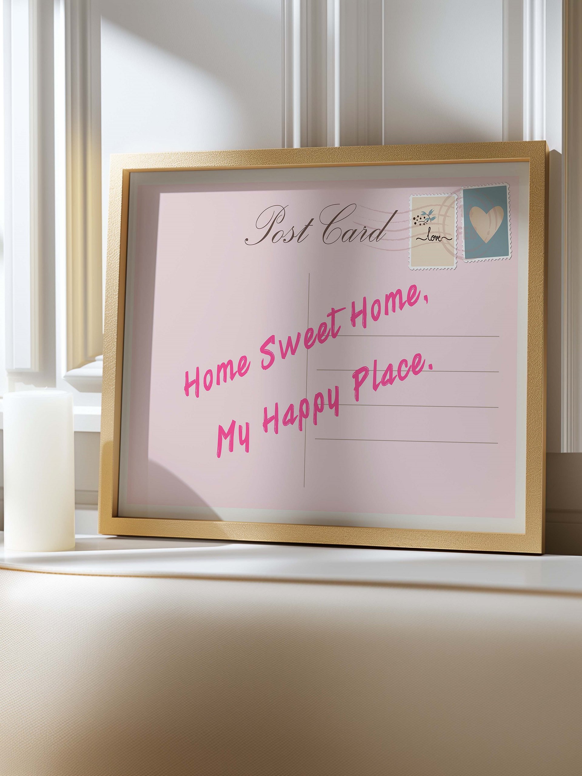 Home Sweet Home My Happy Place Vintage Post Card Wall Art product image (1)