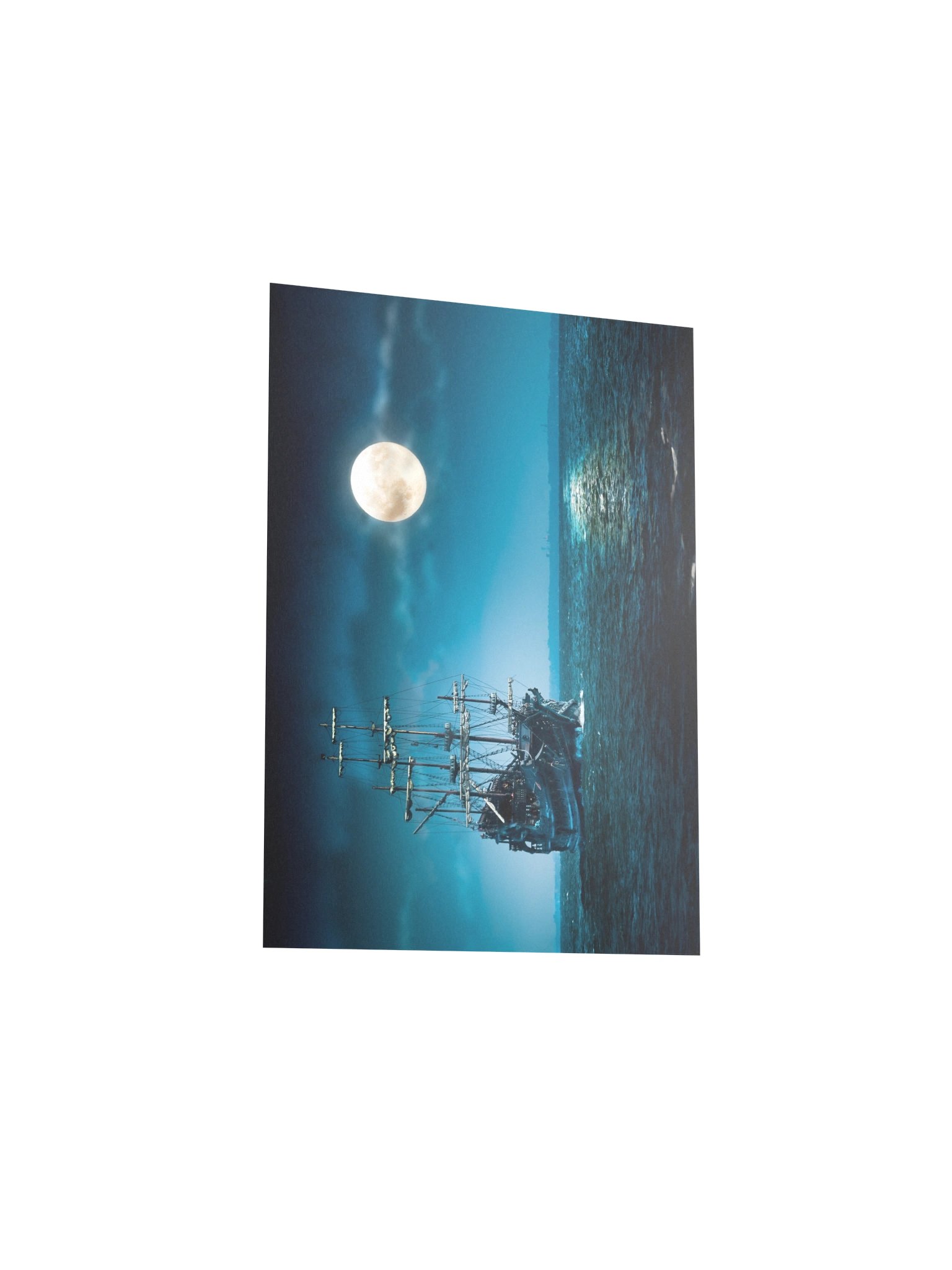 Pirate Ship Full Moon Art Print Flying Dutchman Ghost Ship Wall Art product image (4)