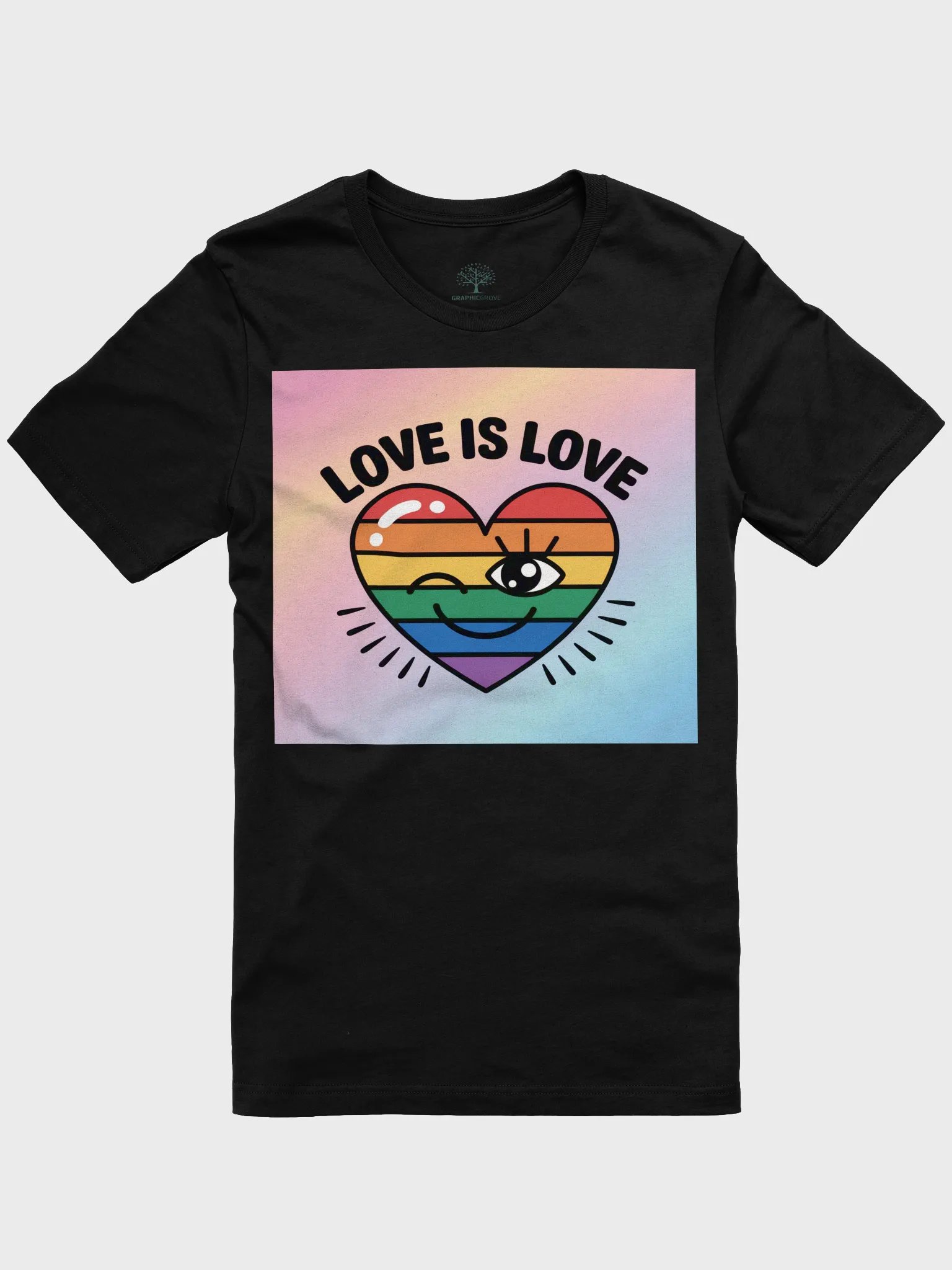 Love is Love Pride T-Shirt | Graphic Grove | Celebrate Equality with Rainbow Heart Design product image (3)