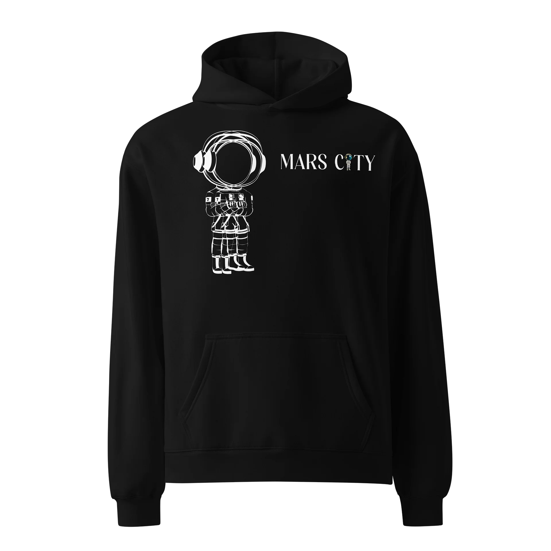 MARS CITY Astronaut Outline Double Logo Hoodie Exclusive product image (1)
