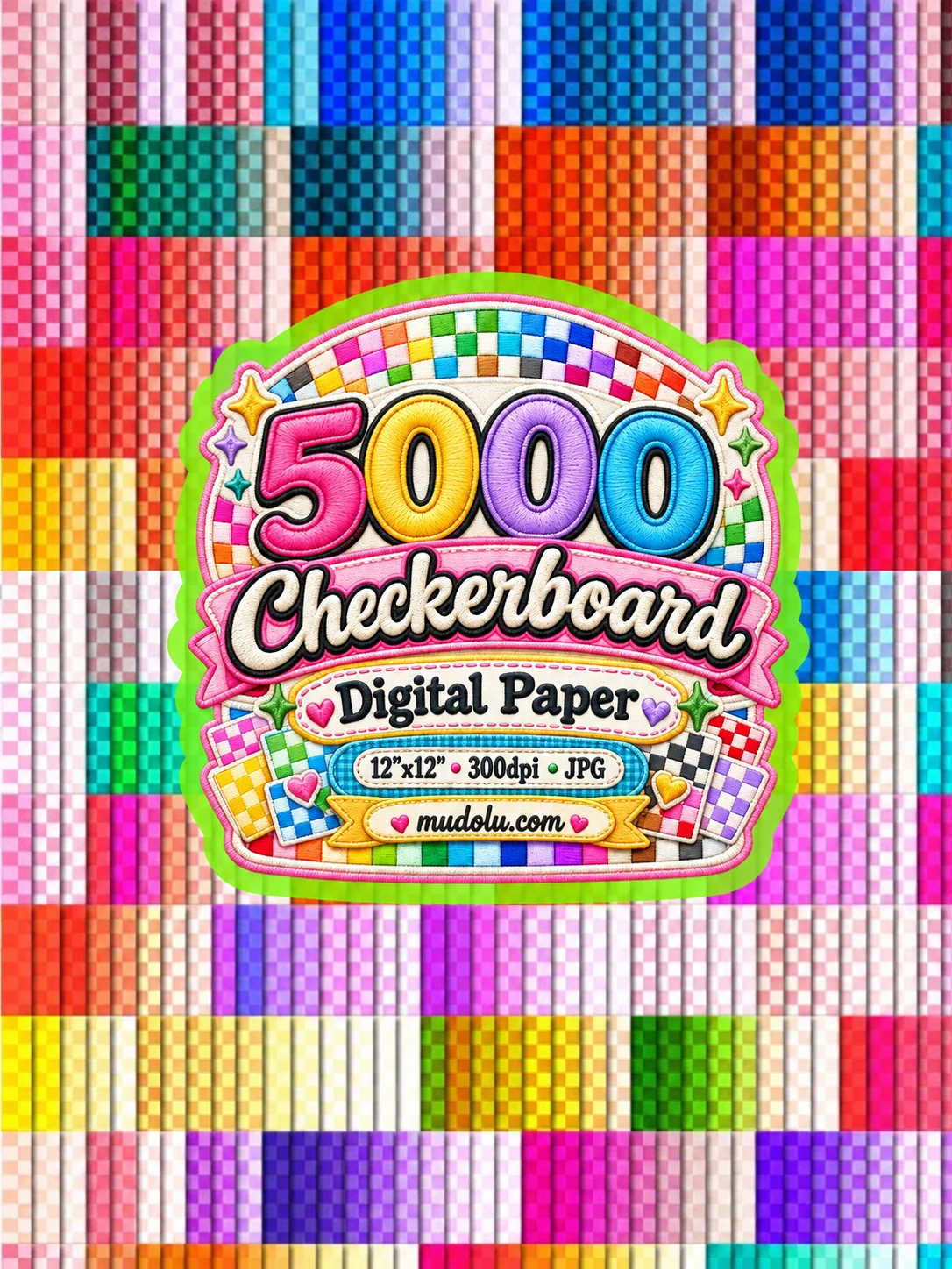 5000 Checkerboard Digital Paper Bundle, Colorful Checkered Patterns product image (3)
