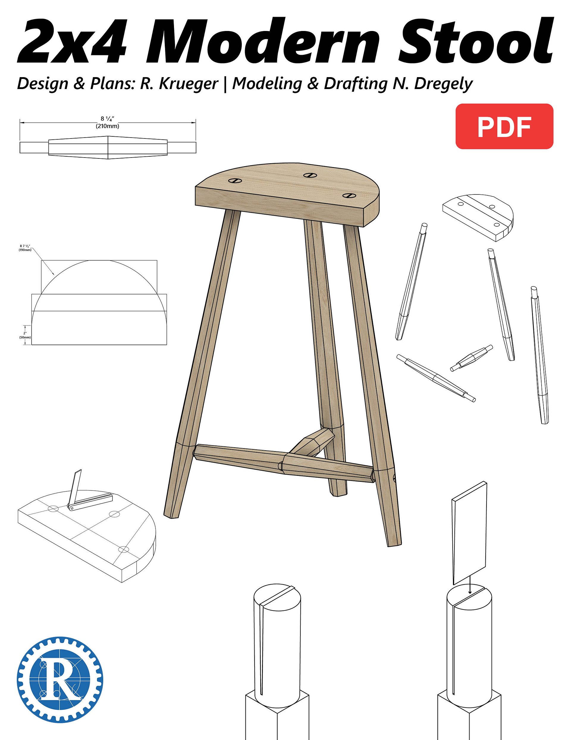 Plans: The 2x4 Modern Stool product image (1)