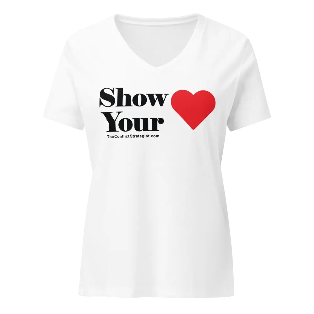 Show Your Heart - Women's V-Neck T Shirt - White product image (3)