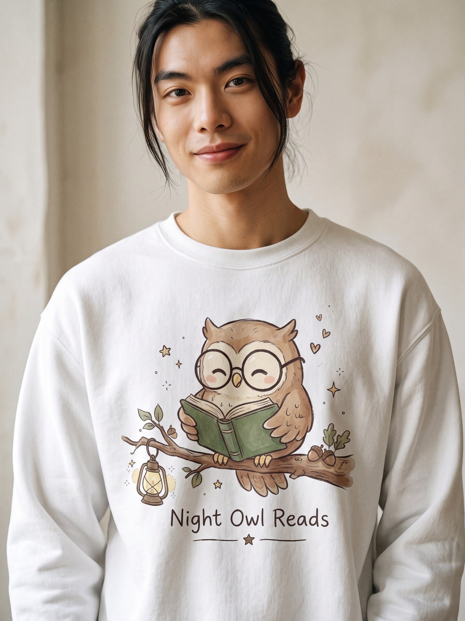 Night Owl Reads Sweatshirt, Cute Book Lover Gift, Cozy Reading Crewneck product image (12)