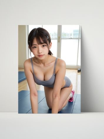 Kawaii Grey Athletic Outfit Girl 8x10 Metal Wall Art – Gym Model Metal Poster product image (1)