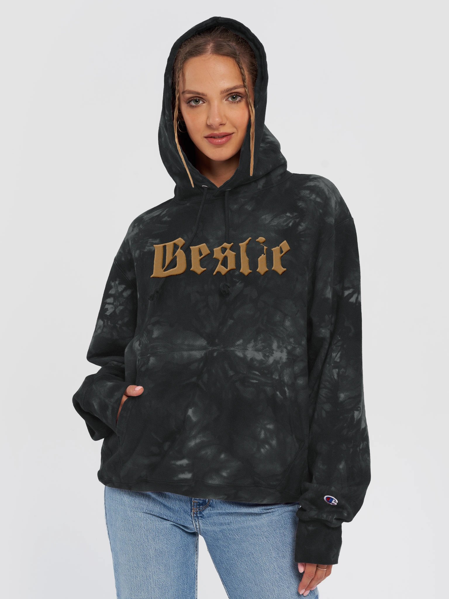 Bestie Gothic Script Champion Tie-Dye Hoodie (for Member's Only) product image (5)