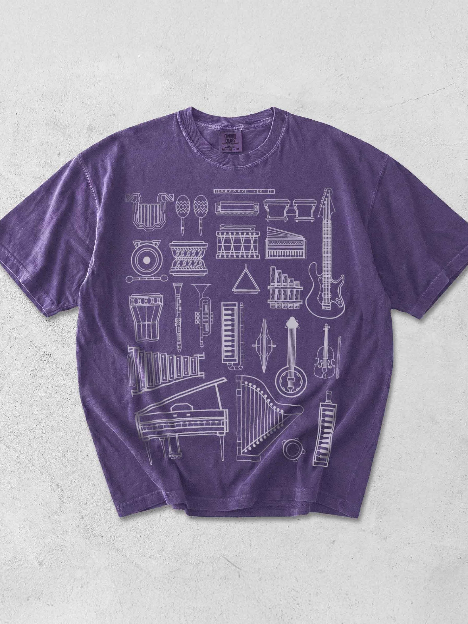 Vintage Musical Instruments Shirt – Retro Music Graphic Tee with Classic Instrument Illustrations - Dark Academia product image (1)