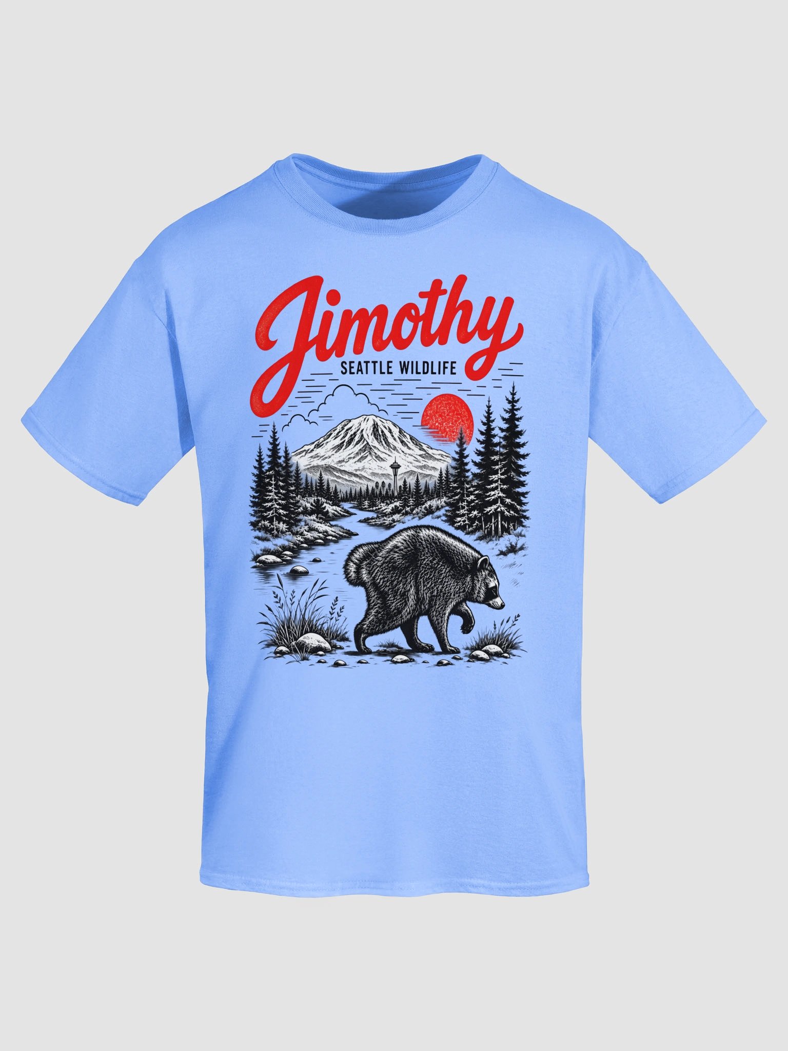 Jimothy Seattle Wildlife Raccoon Light Blue Shirt product image (4)