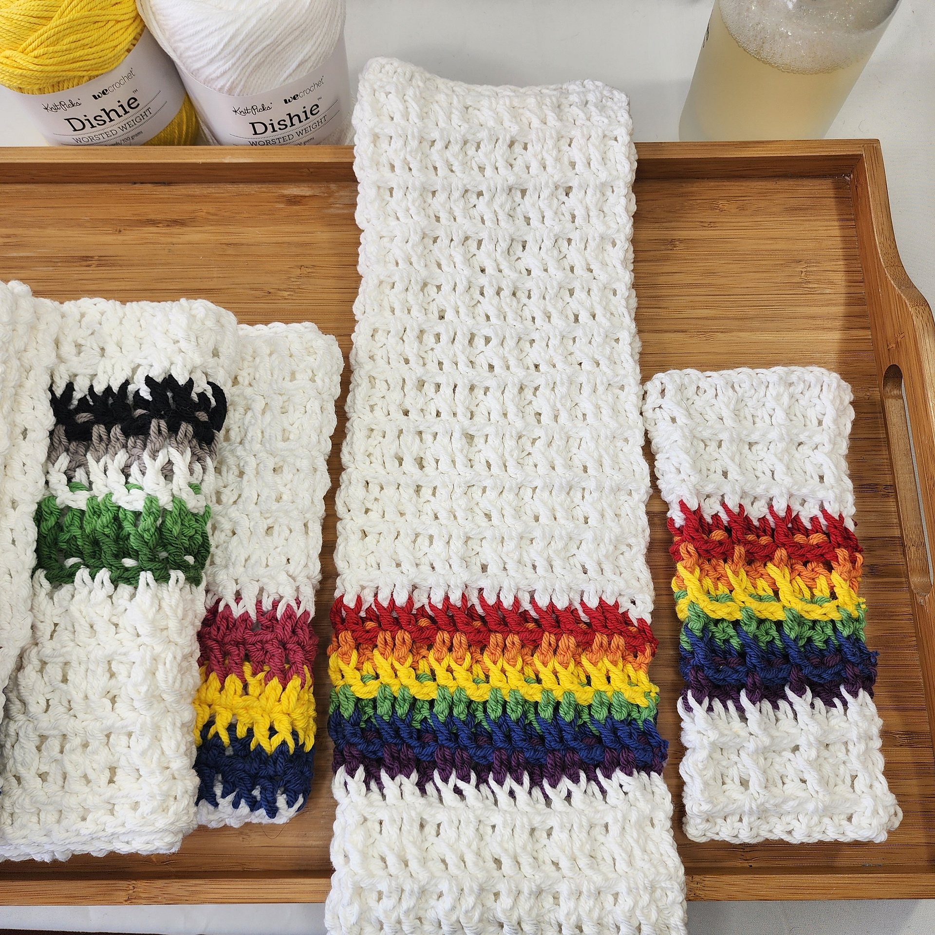 Pride Crochet Dishcloth & Kitchen Towel Set, Pride Gift, Kitchen Towels, Rainbow Set, Crochet Towels, Rainbow Towels, Handmade Gift product image (2)