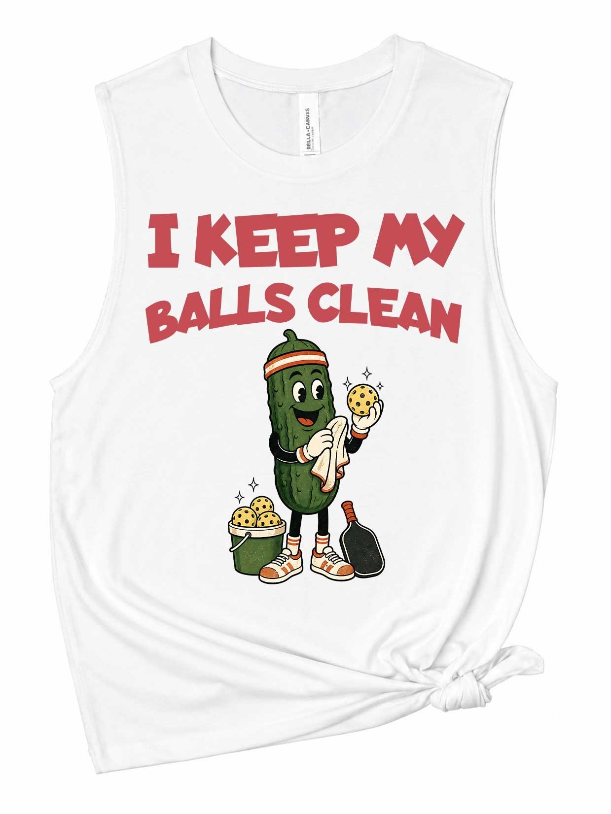 I Keep My Balls Clean Funny Pickleball Tank Top product image (1)