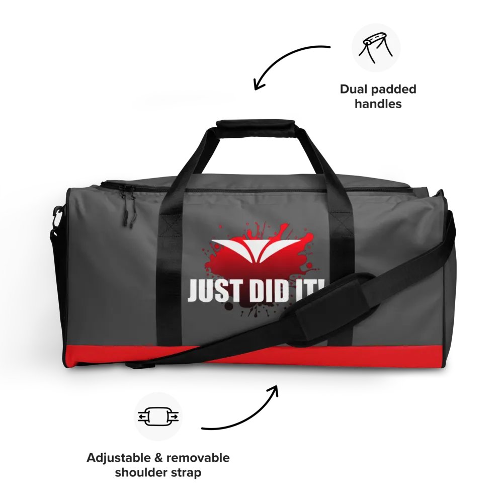 Just Did It! Red Splatter Gray Duffle Bag product image (9)