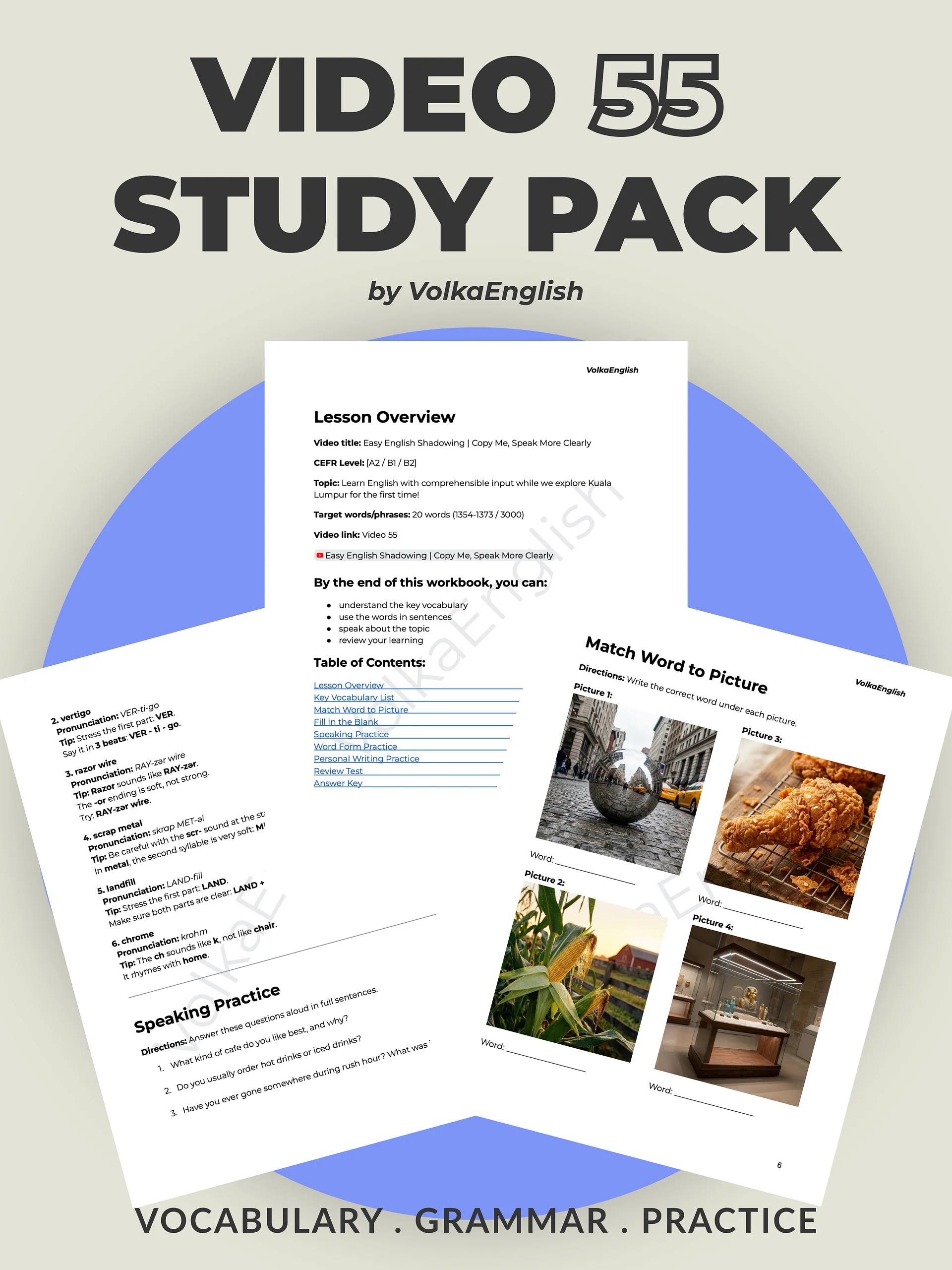 Easy English Shadowing | Copy Me, Speak More Clearly - Video 55 Study Pack product image (1)