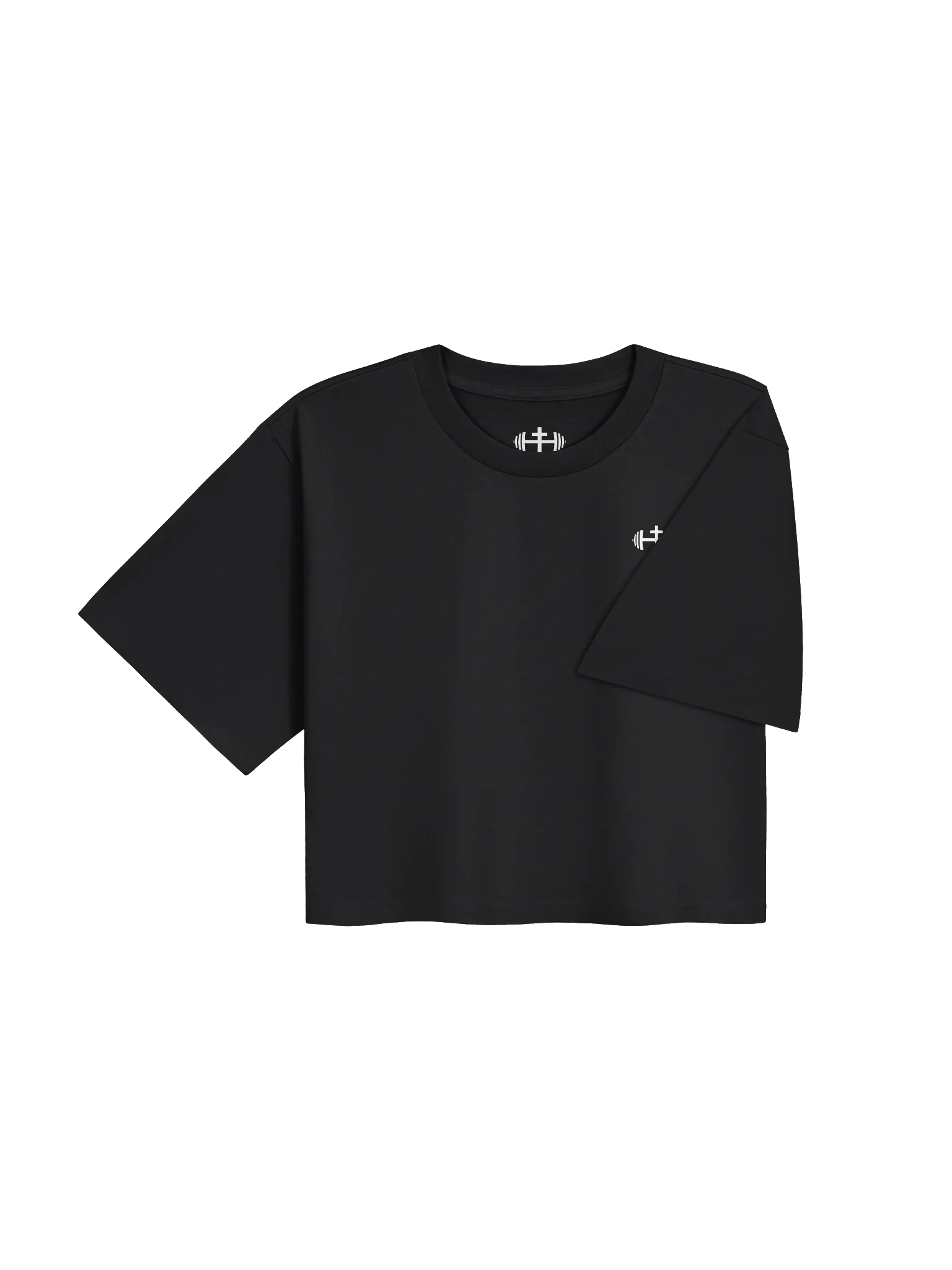His House Womens Crop Top T-Shirt - Black/Navy by His House