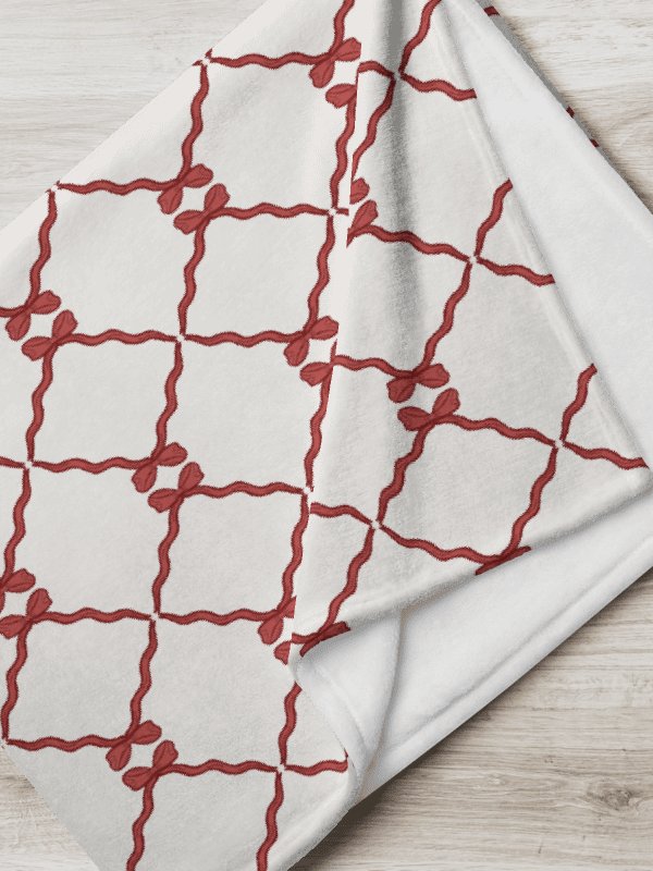 Bows and Ribbon in White and Red Throw Blanket product image (1)