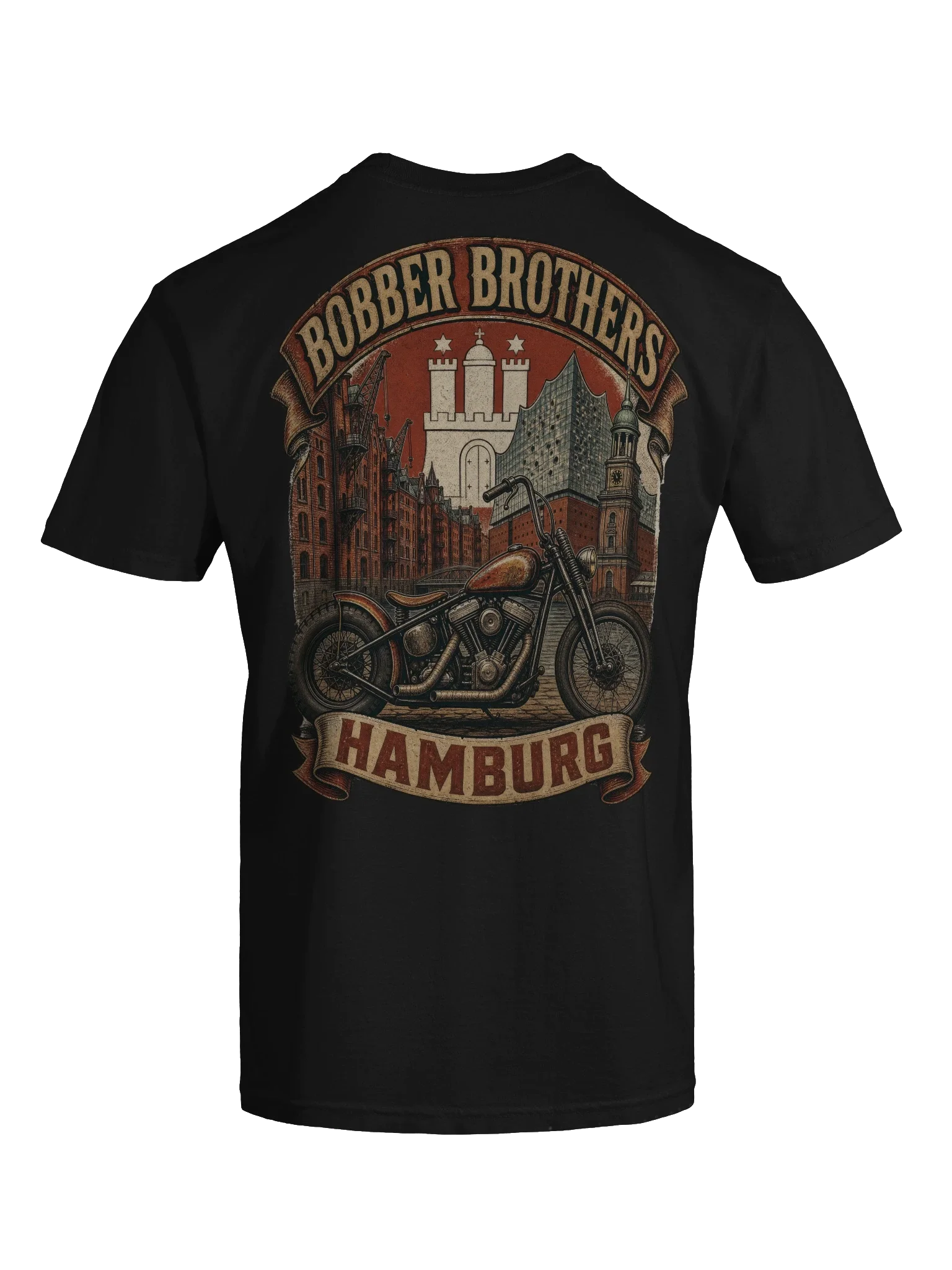 Hamburg motorcycle t-shirt design by Bobber Brothers