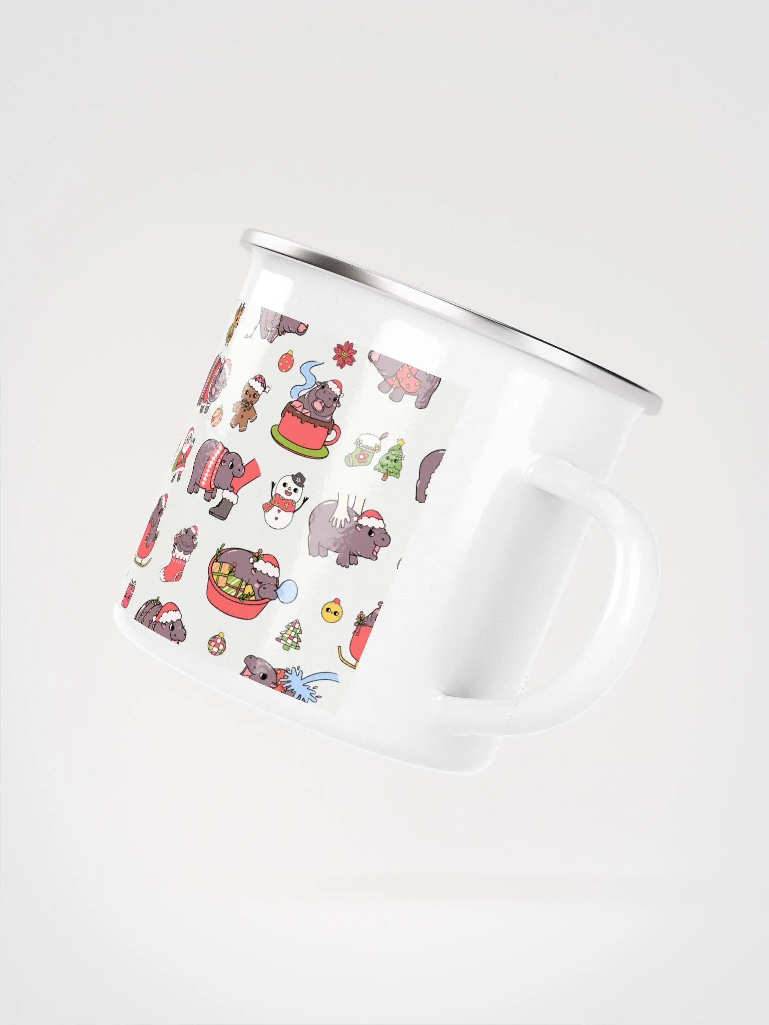 MOODENG'S CHRISTMAS PATTERN ENAMEL MUG product image (3)