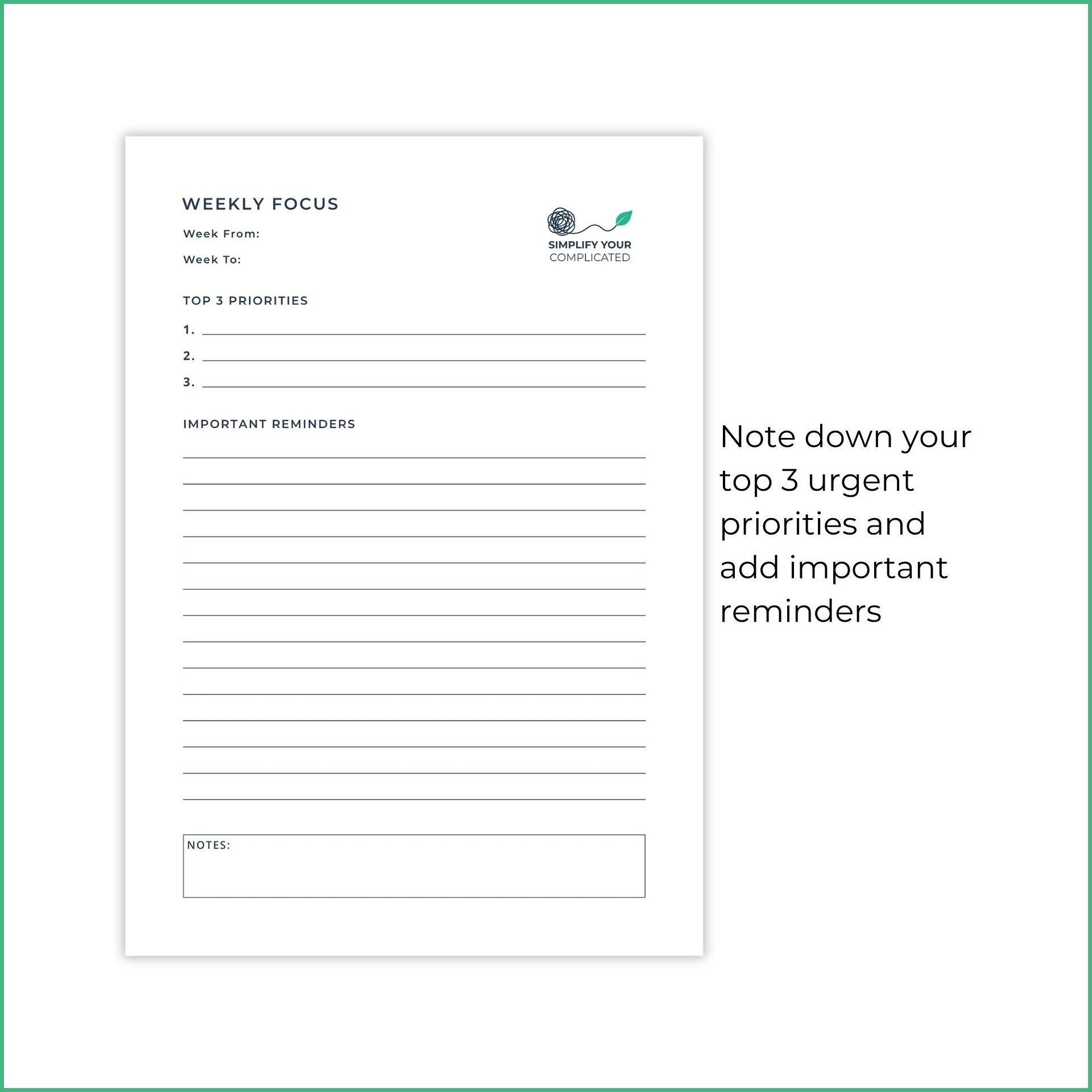 Weekly Focus Tracker product image (2)