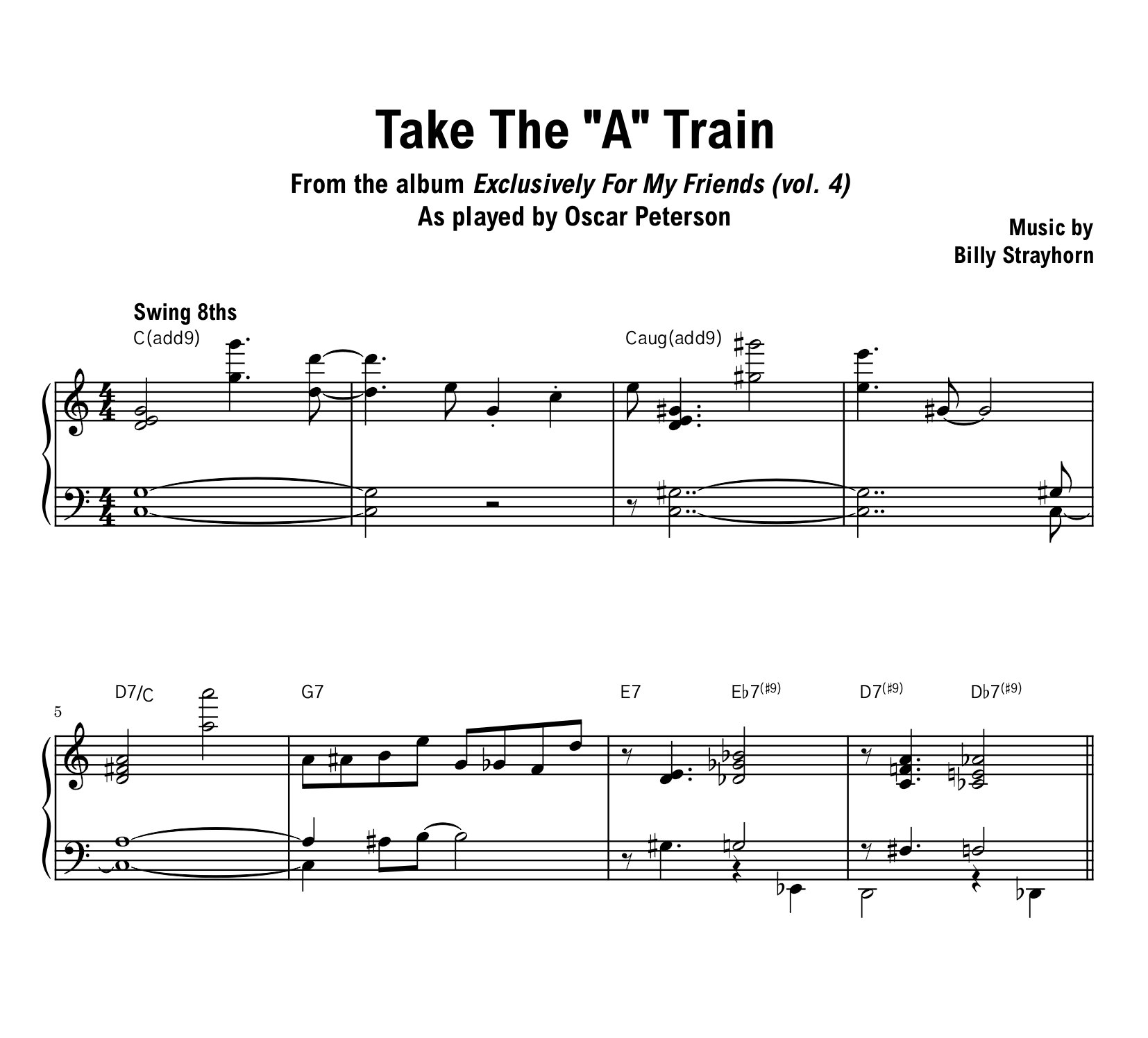 Oscar Peterson - Take The A Train (Exclusively for My Friends vol. 4) - Sheet music (PDF) product image (1)