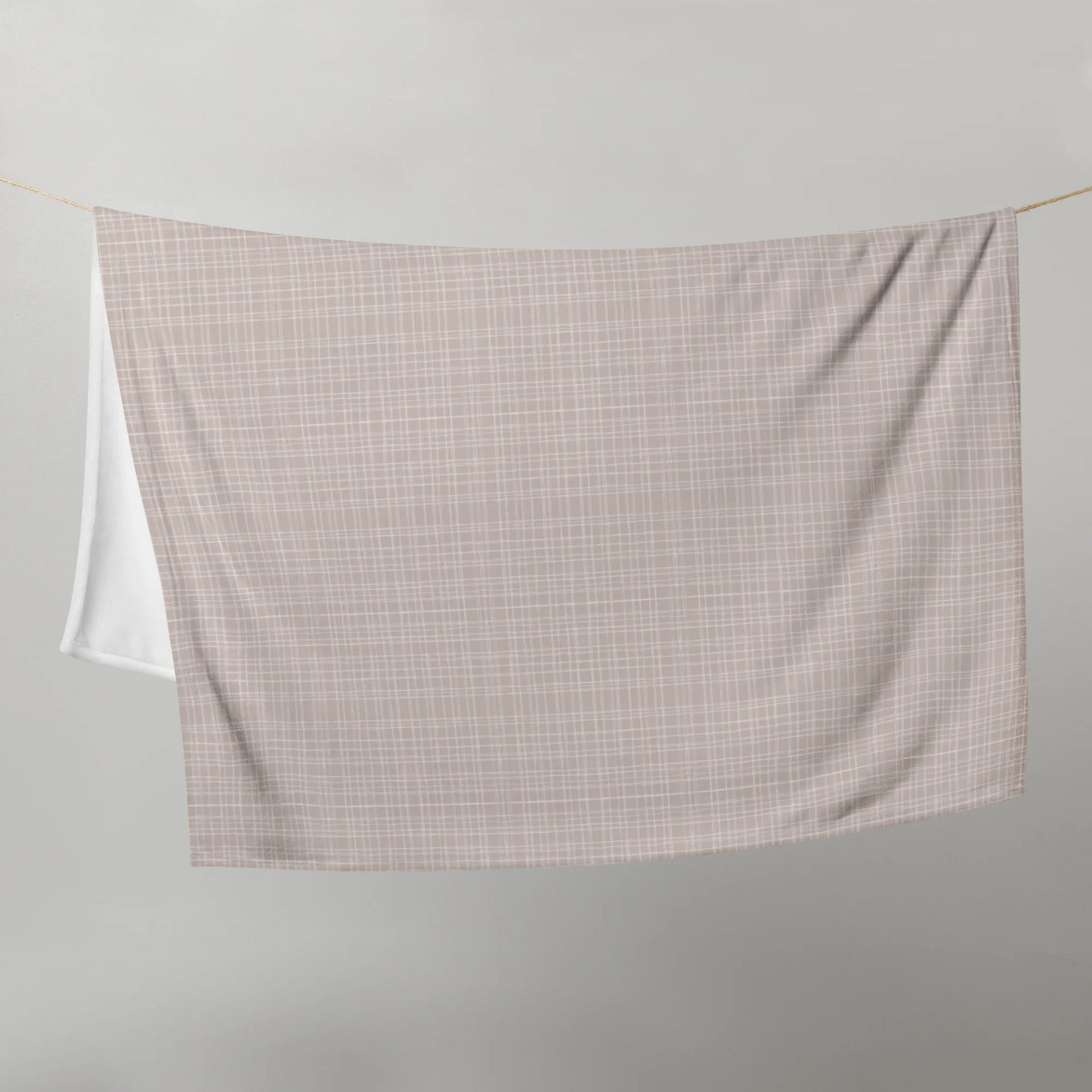 Warm Taupe + Muted Blush Plaid Throw Blanket product image (4)