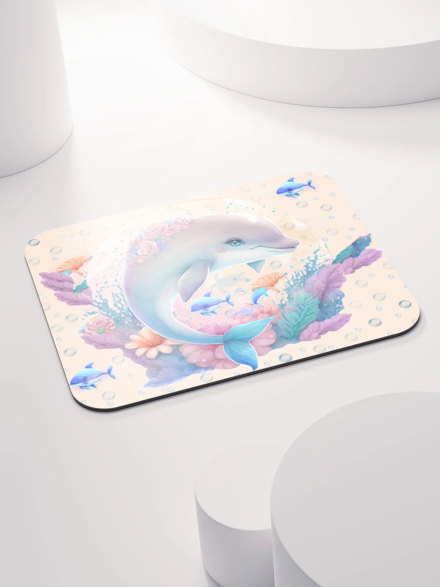 Beautiful Dolphin with Pink Flowers Mousepad product image (4)