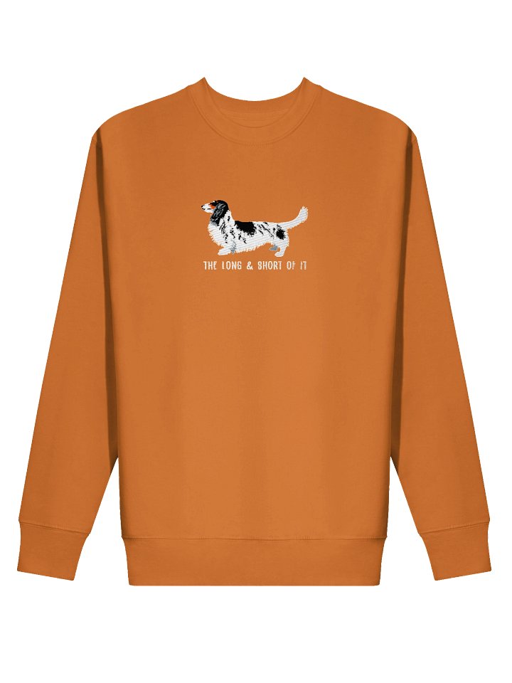 The Long & Short of It Sweatshirt (Embroidered) of a Longhaired Dachshund(Pied Black & White) product image (44)