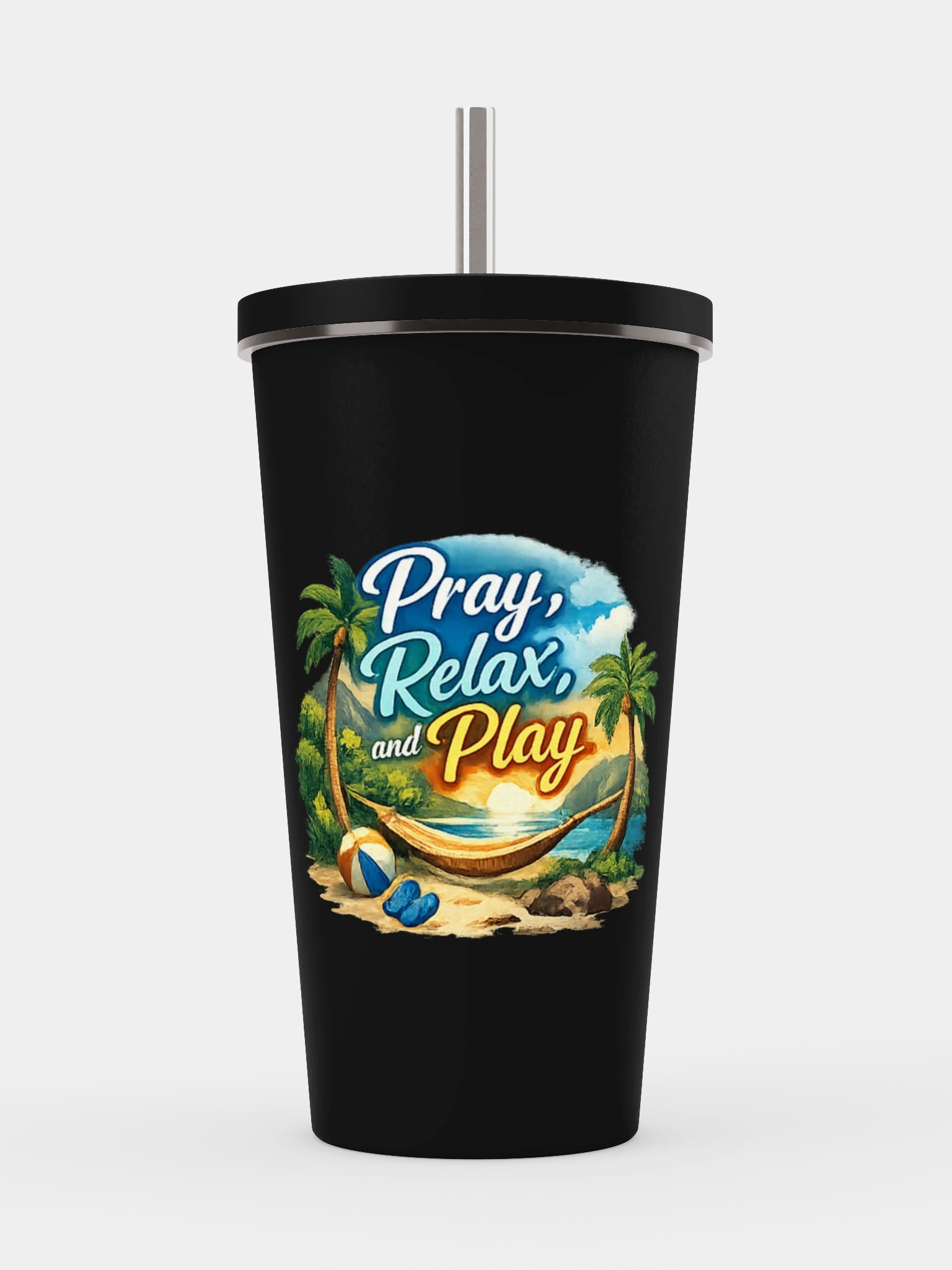 Pray, Relax & Play Insulated Tumbler with Straw product image (1)