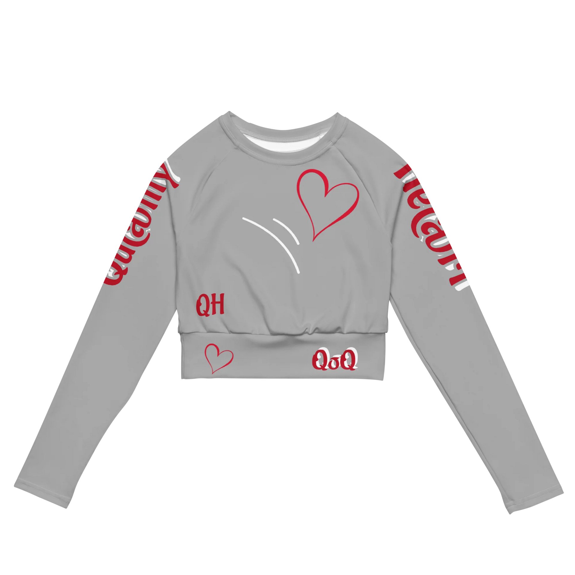 "Qu@lity He@rt" Long Sleeve Crop Top (Grey) product image (2)