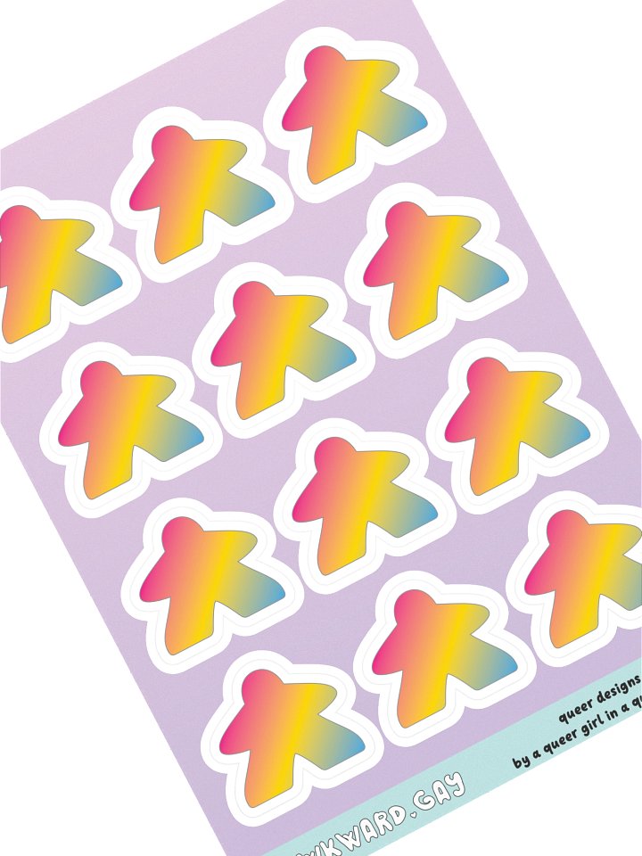 Pansexual Pride Gradient Meeple Sticker Sheet product image (1)