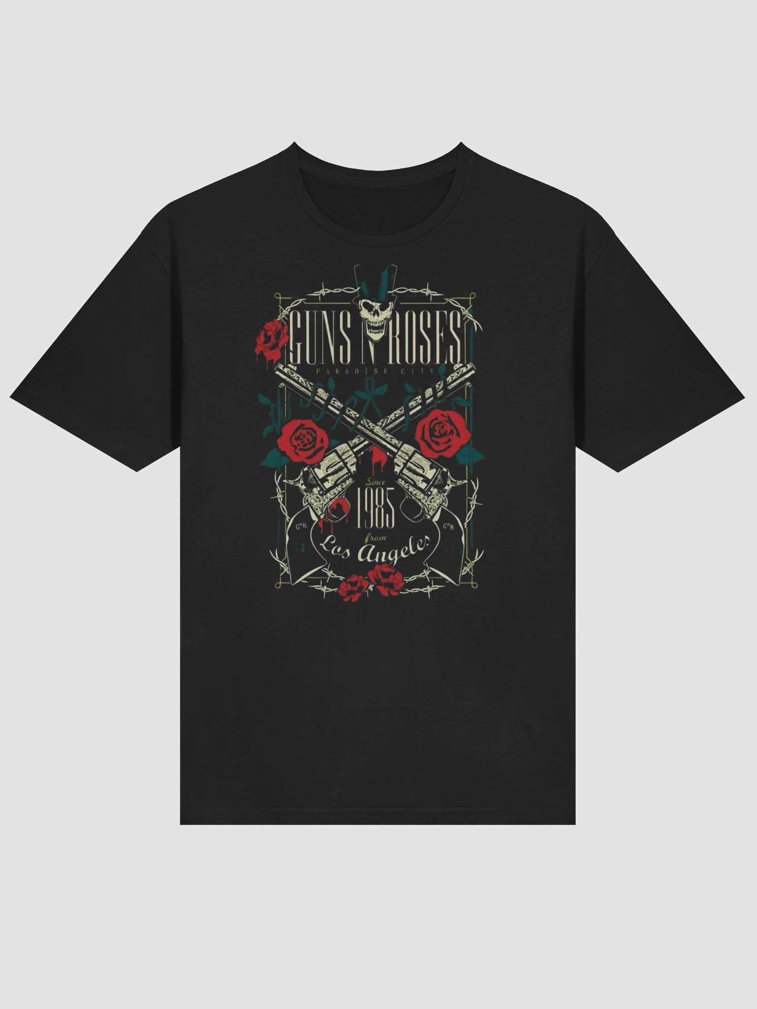 Guns N’ Roses Los Angeles 1985 T-Shirt | Crossed Revolvers & Skull Graphic | Sunset Strip Hard Rock Era product image (1)