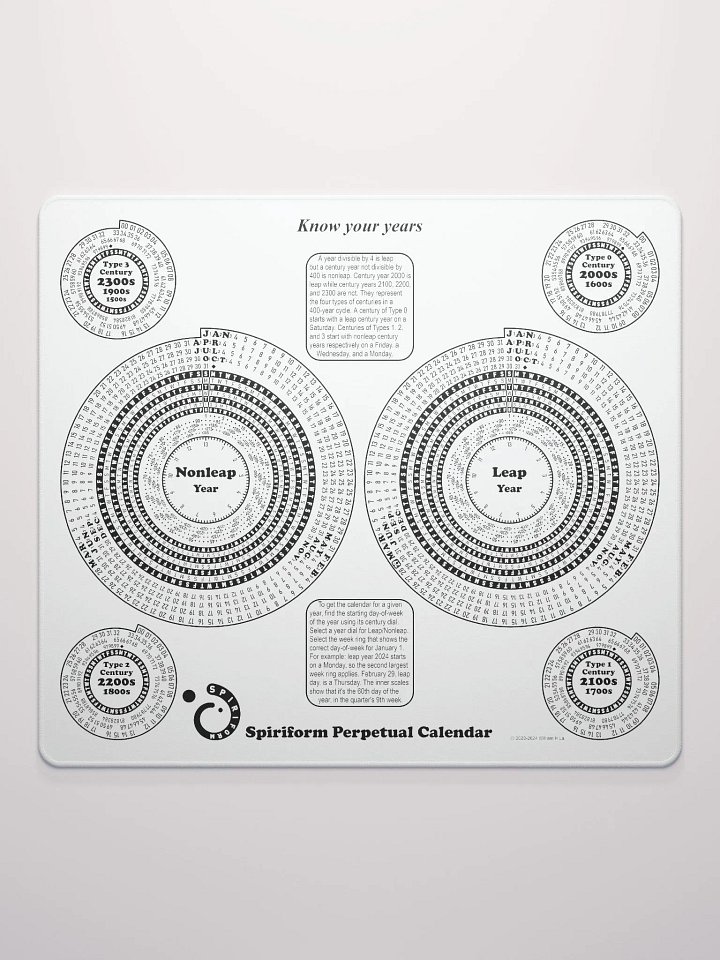 Spiriform Perpetual Calendar Gaming Mousepad 18