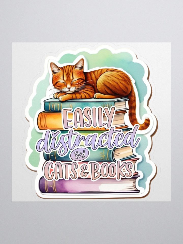 Cat & Books Whimsical Sticker product image (2)