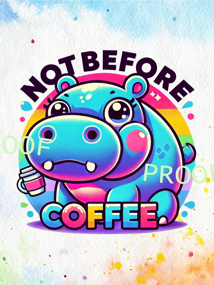 Not Before Coffee Hippo – Instant Download Graphic Design product image (1)