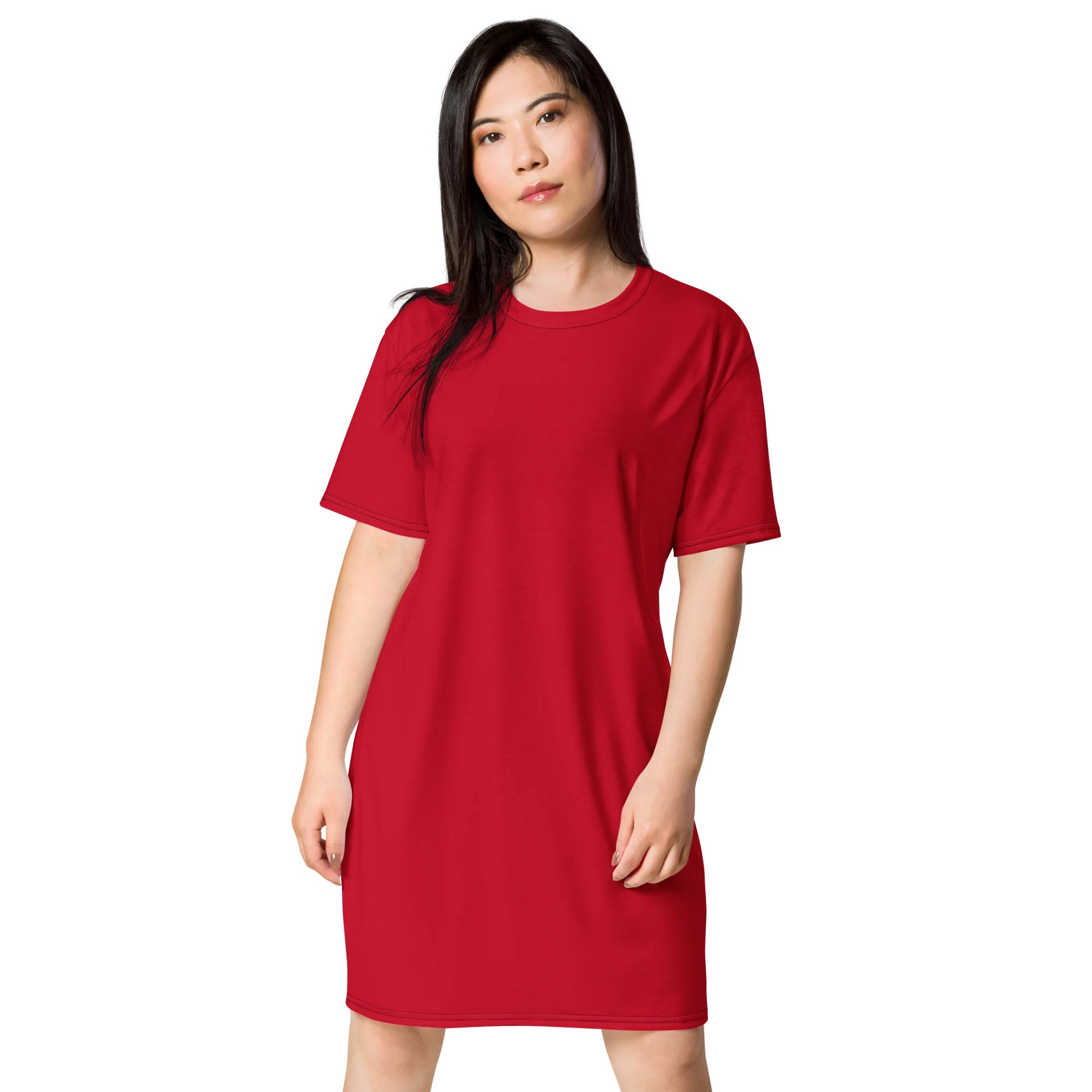 Red Oversized T-Shirt Dress | Stretchy Fabric | Casual or Formal Style | Sizes 2XS-6XL | Exclusive Design product image (1)