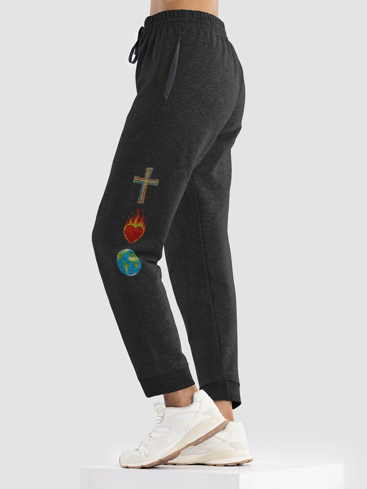 Colorful Cross Burning Heart Globe Art Unisex Joggers product image (2)