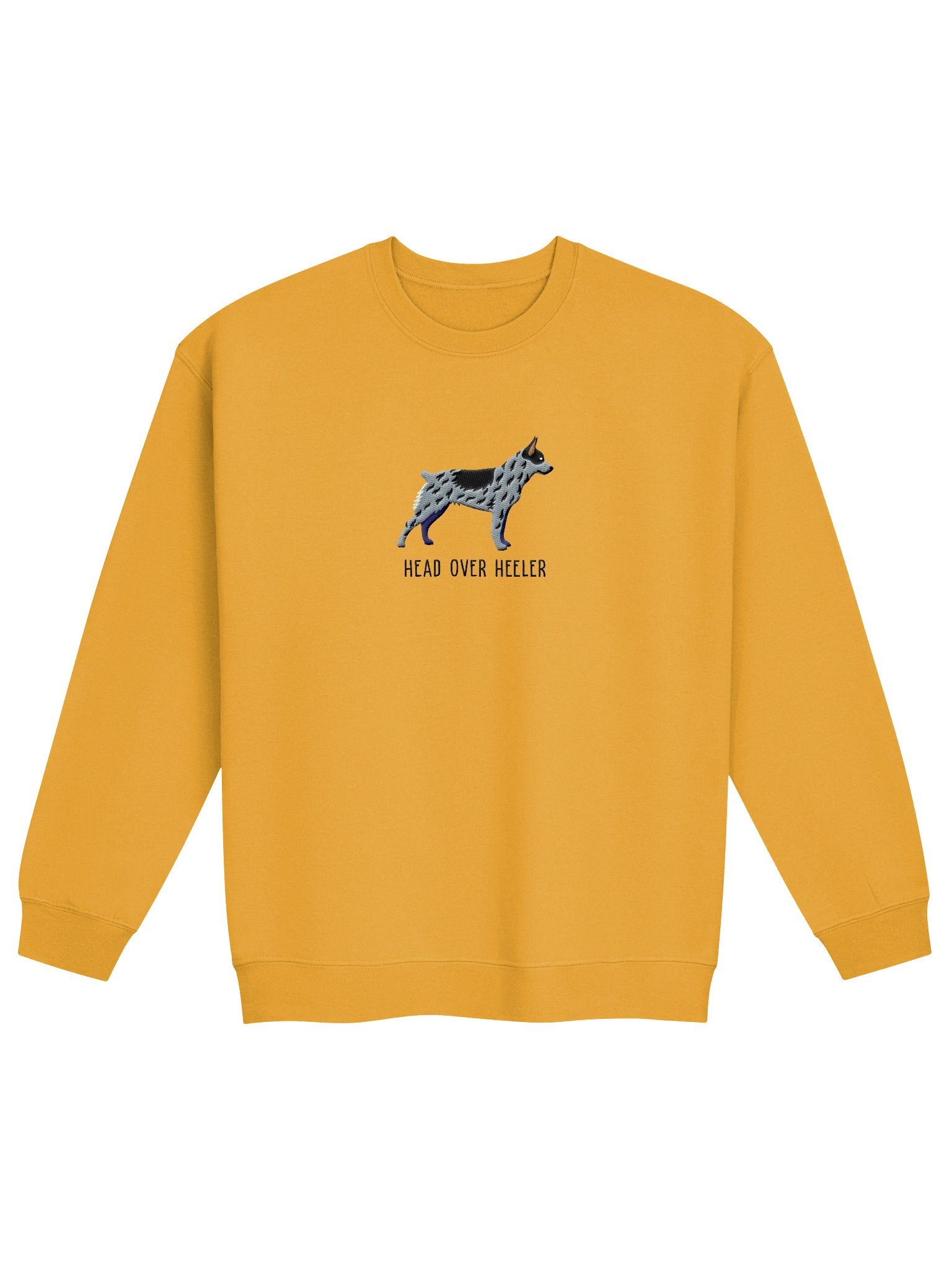 Head Over Heeler Sweatshirt (Embroidered) of an Australian Cattle Dog(Blue Heeler, Docked Tail) product image (4)
