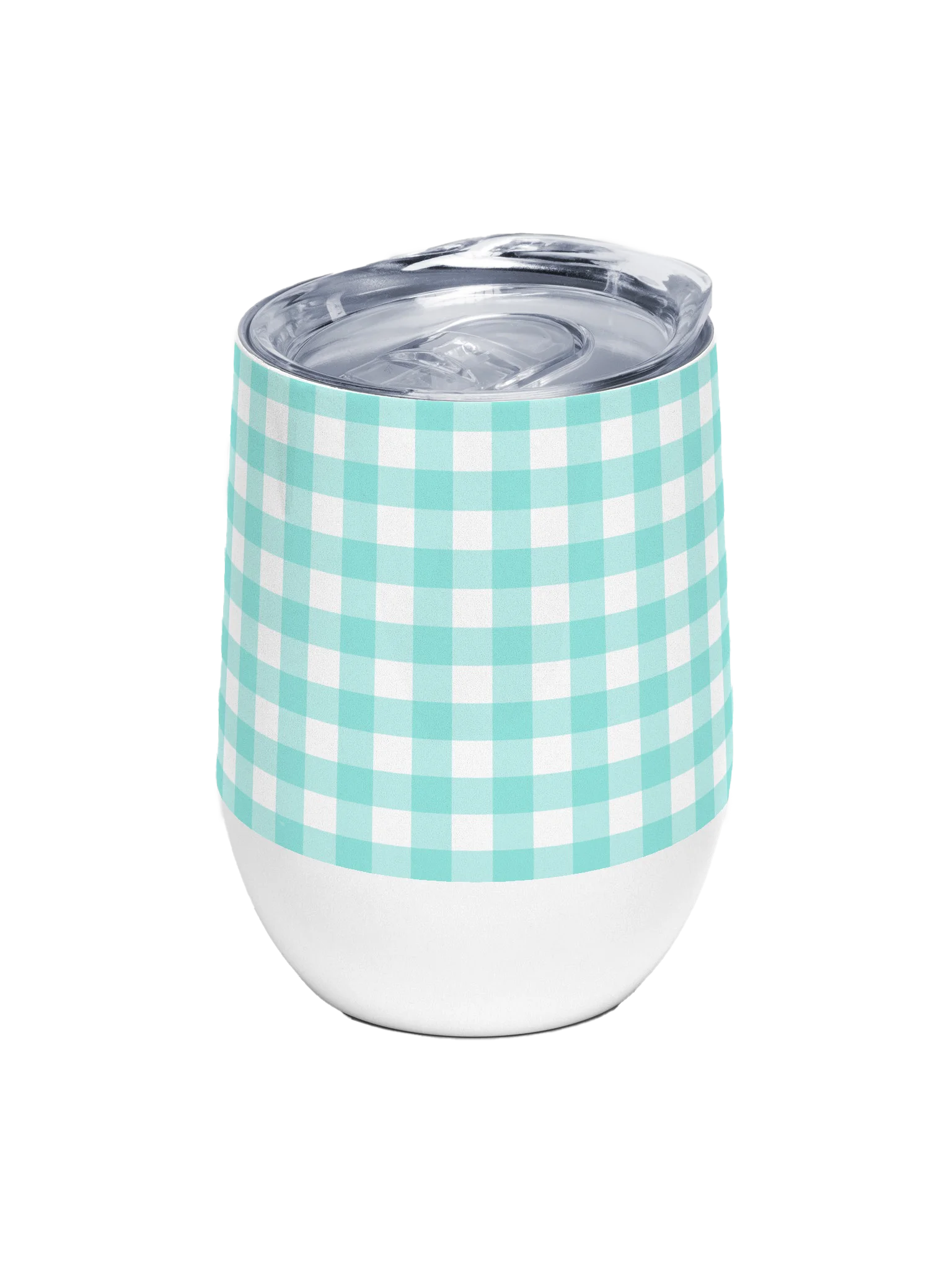 Teal and White Gingham Stainless Steel Wine Tumbler product image (1)