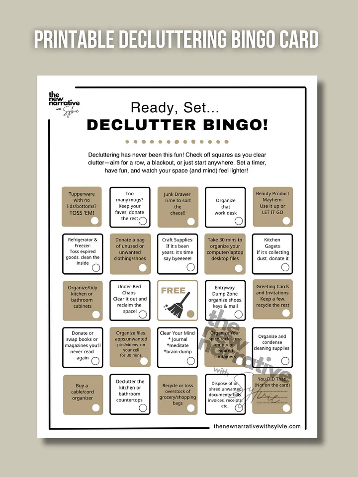Printable Decluttering BINGO Card product image (1)