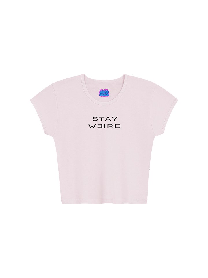 Stay Weird & Love Yourself Women's Ribbed Baby Tee Crop Top Black Font product image (1)