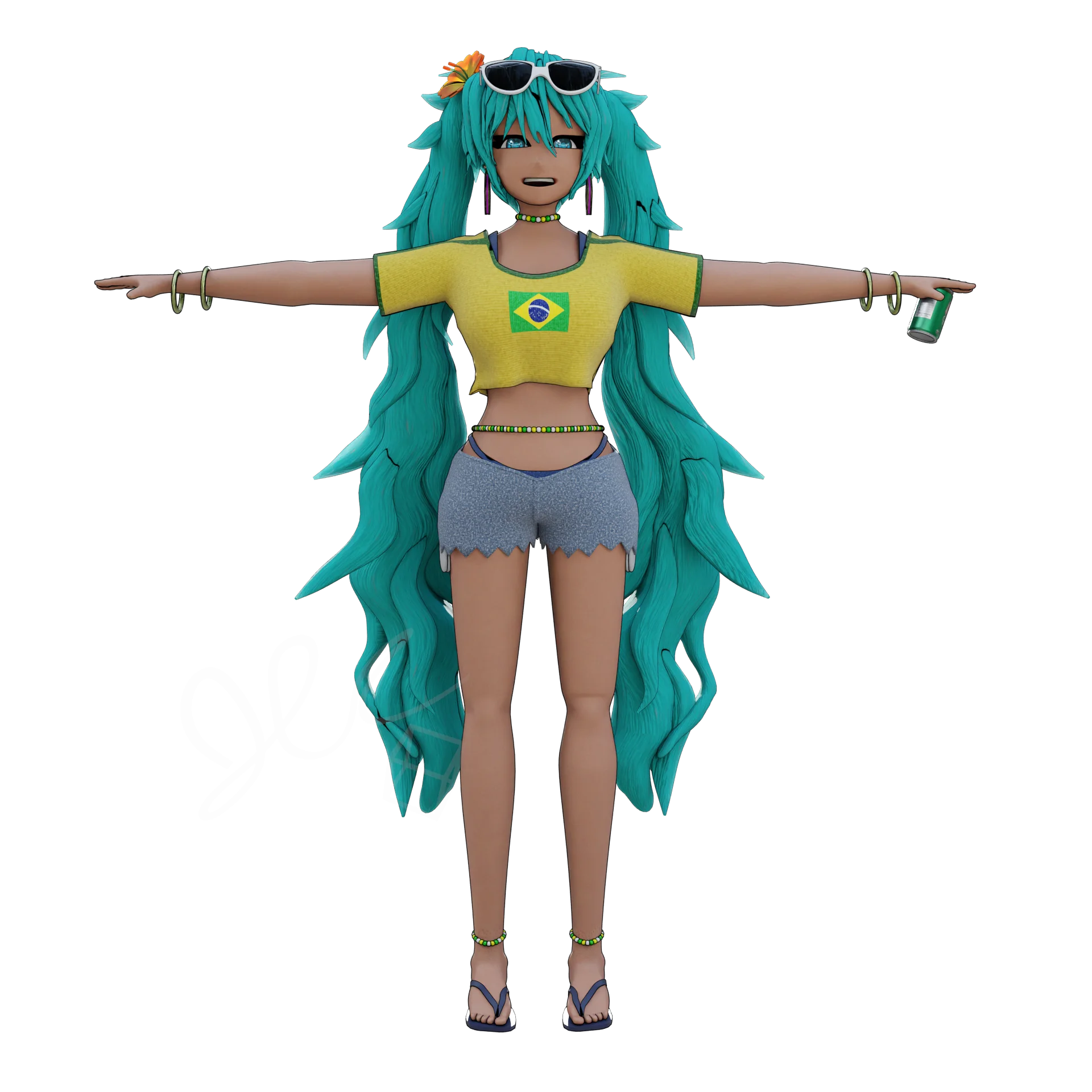 Brazillian Miku 3D model - fully rigged - V0.0 (Blender) product image (2)