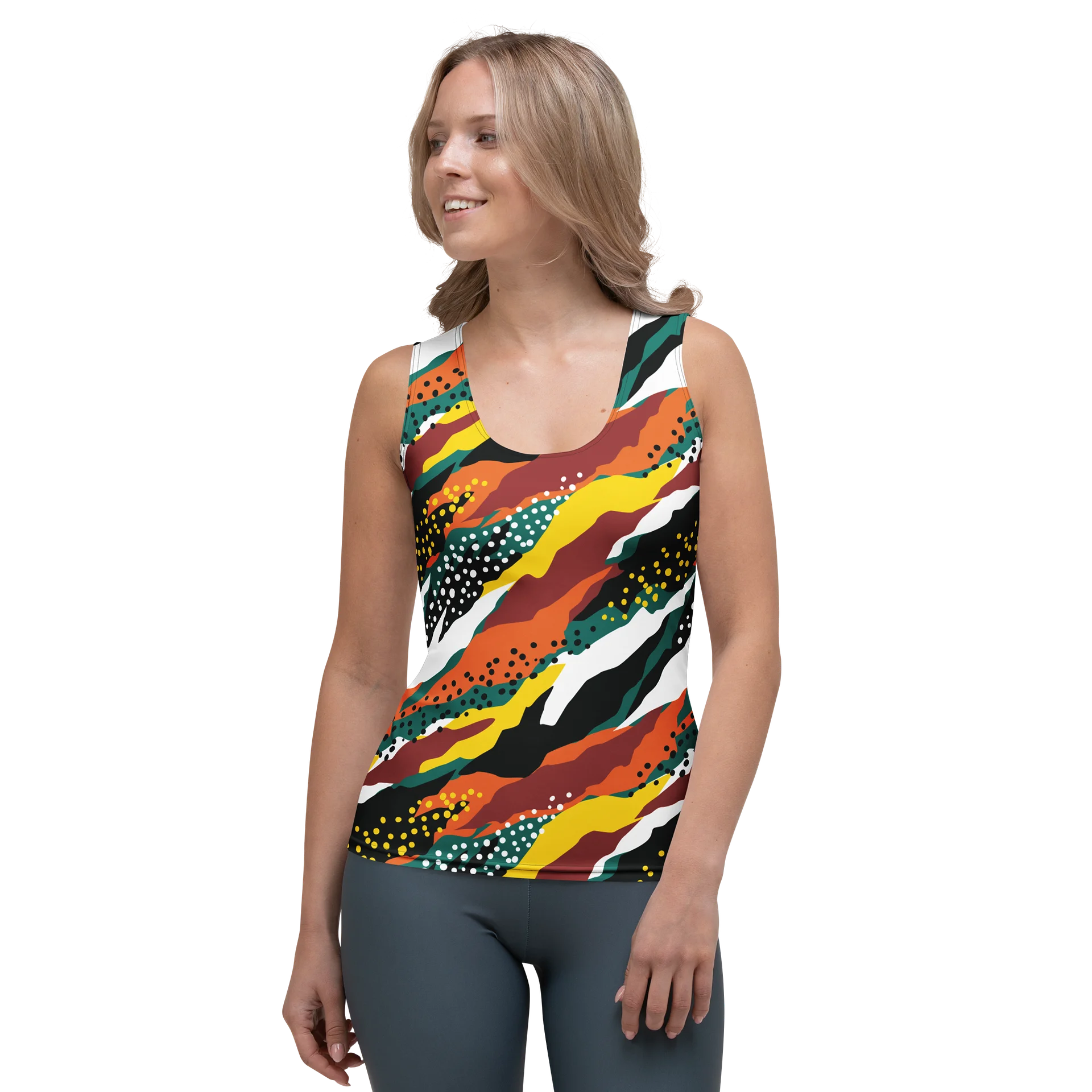 Terracotta & Teal Abstract Safari Pattern | Vibrant All-Over Print Woman's Tank Top product image (1)