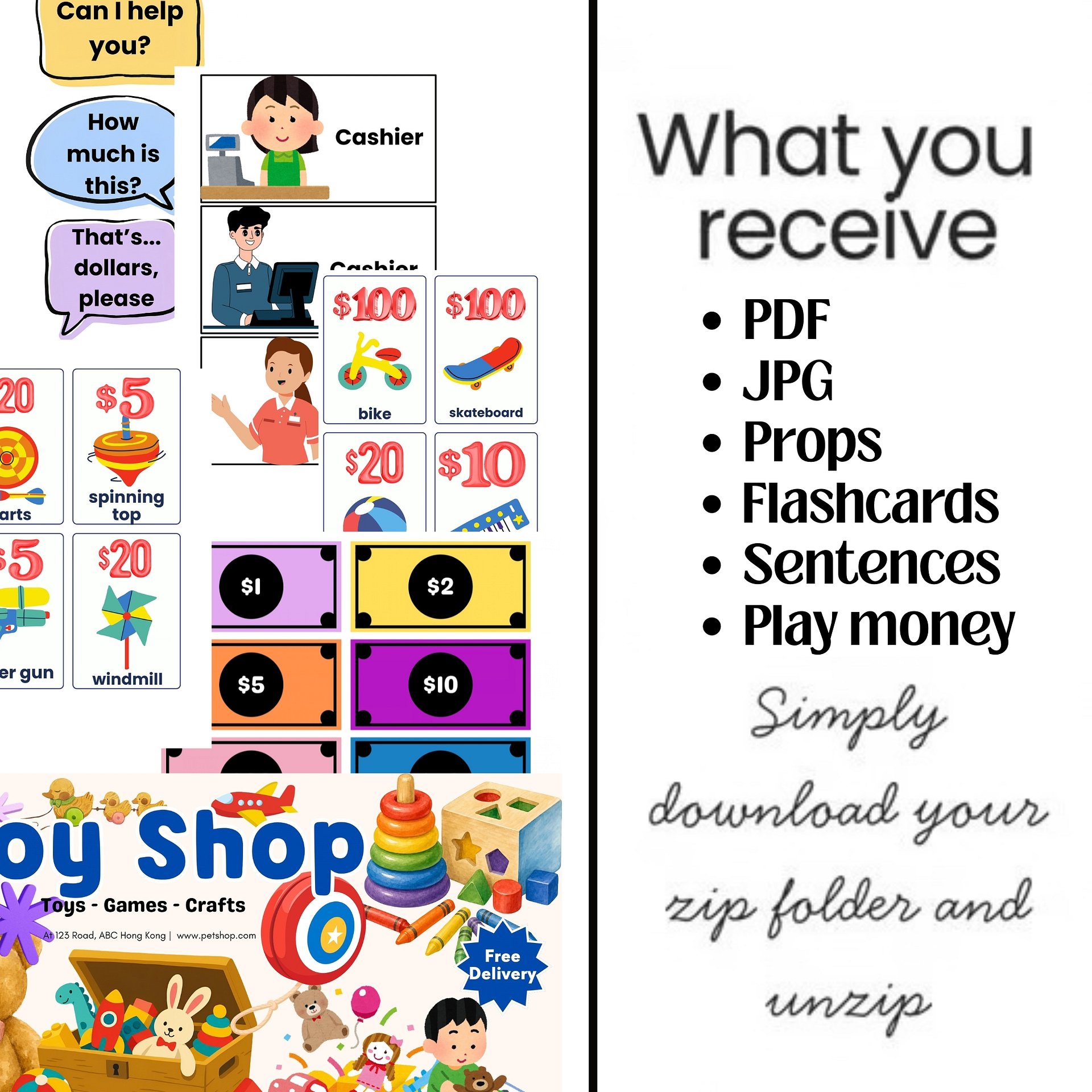 Toy Shop Role Play ESL Conversation Practice Drama Math Shopping Speaking Game product image (3)
